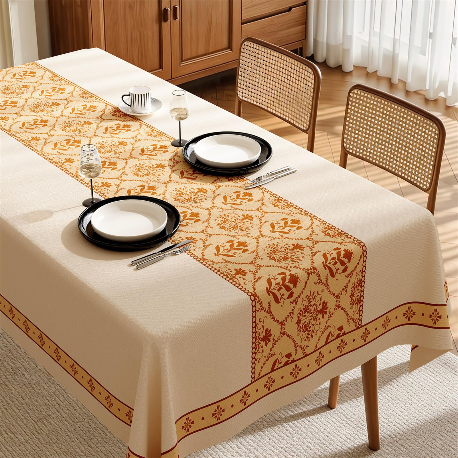 Nappe rectangle imperméable anti-tache en plastique pour table de jardin 140x200cm