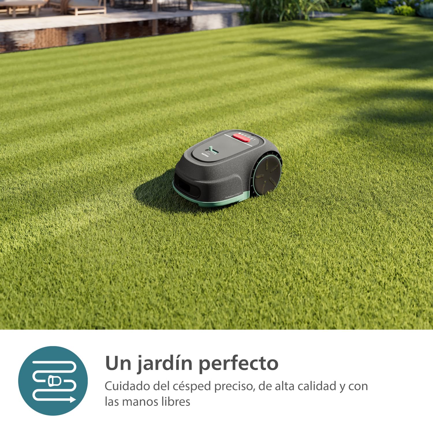 Philips Serie 3000 Robot cortacésped - Mapeo GPS, Corte Cruzado, Corte Inteligente, Corte más rápido, Rendimiento en Pendientes, App Homerun, Sensor de Lluvia, Gris Piedra caliza (RSL3000/10)