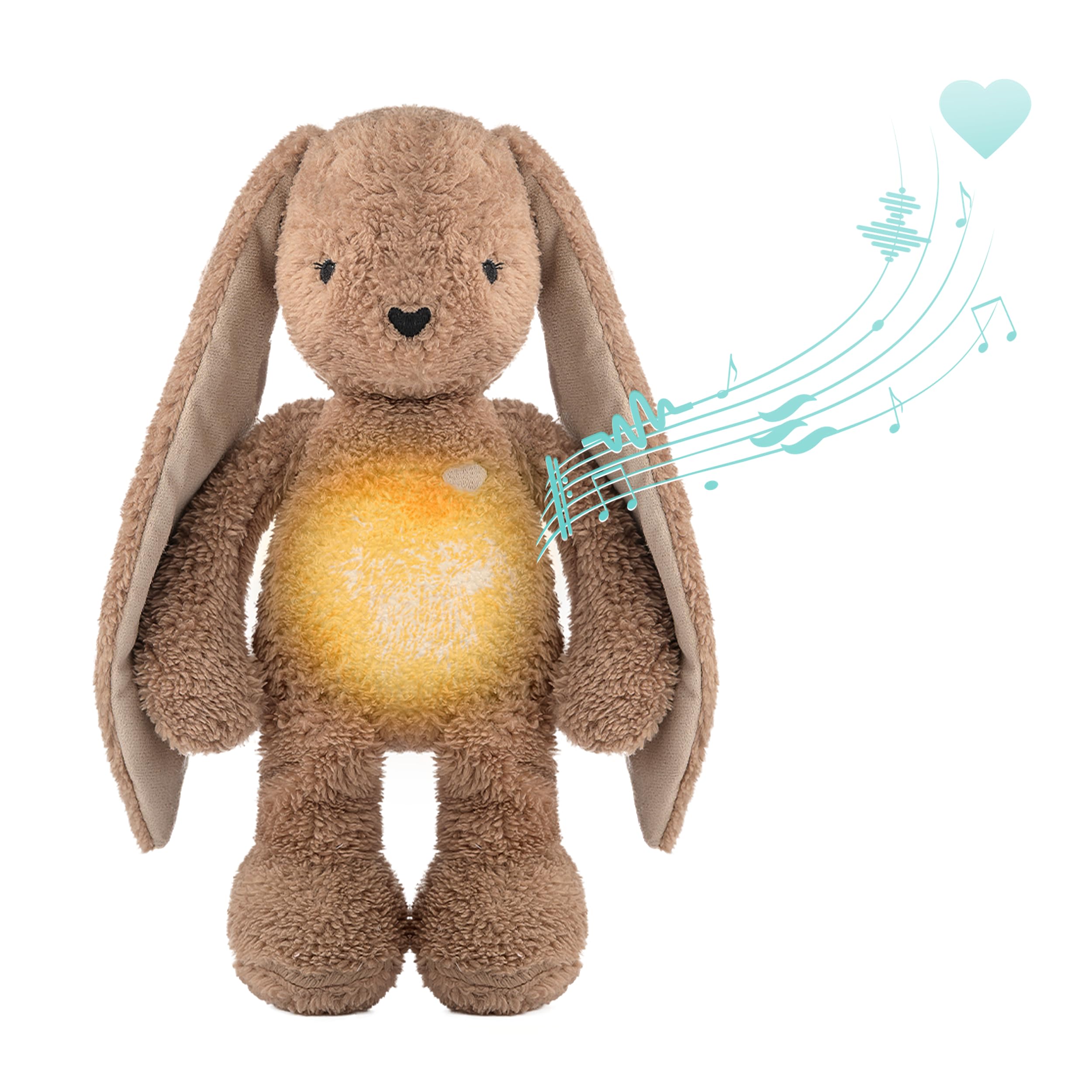 MyHummy Beruhigendes Kaninchen, 5-in-1, Braun, mit Licht und Tönen, USB-Ladegerät