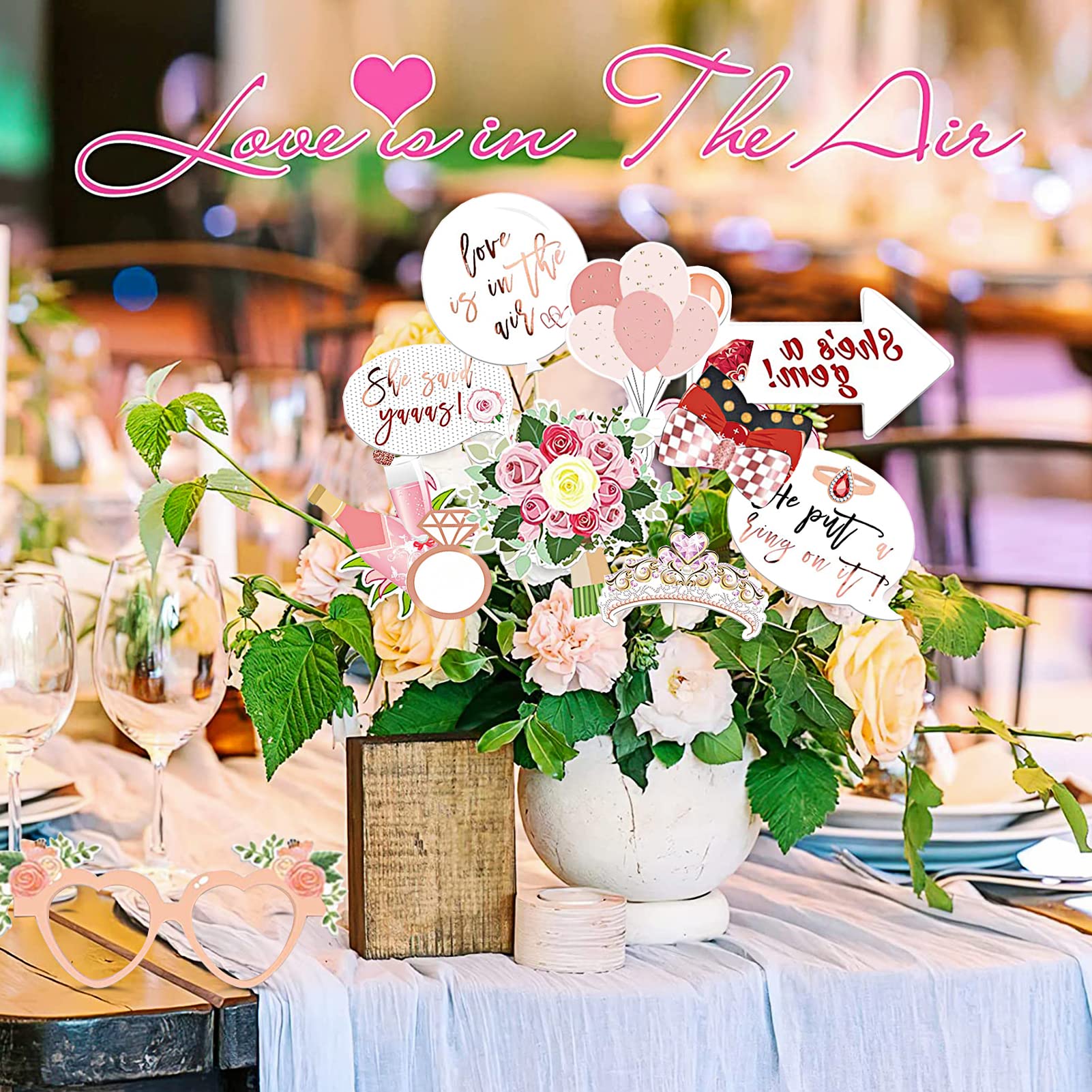 23 Accessoires Photomaton DIY EasyULT - Pour Mariage, Saint-Valentin Ou Fête - Avec Bâtons Et Colle