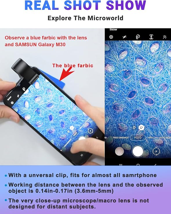 APEXEL 100x Phone Micro Lens with LED Light for Smartphone Macro & Microscope