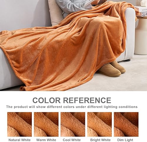 Vista 47 de Hansleep Manta de vellón tamaño individual, color verde azulado, suave y acogedora manta de franela mullida para cama, sofá, viajes, campamento