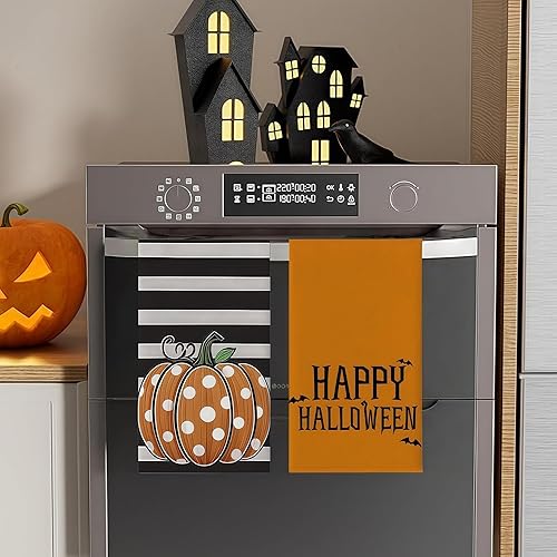 Miniatura 8 de Juego de 2 toallas de cocina con diseño de fantasma rosa, de 18 x 26 pulgadas, bonitas toallas de poliéster espeluznantes para decoración de baño y