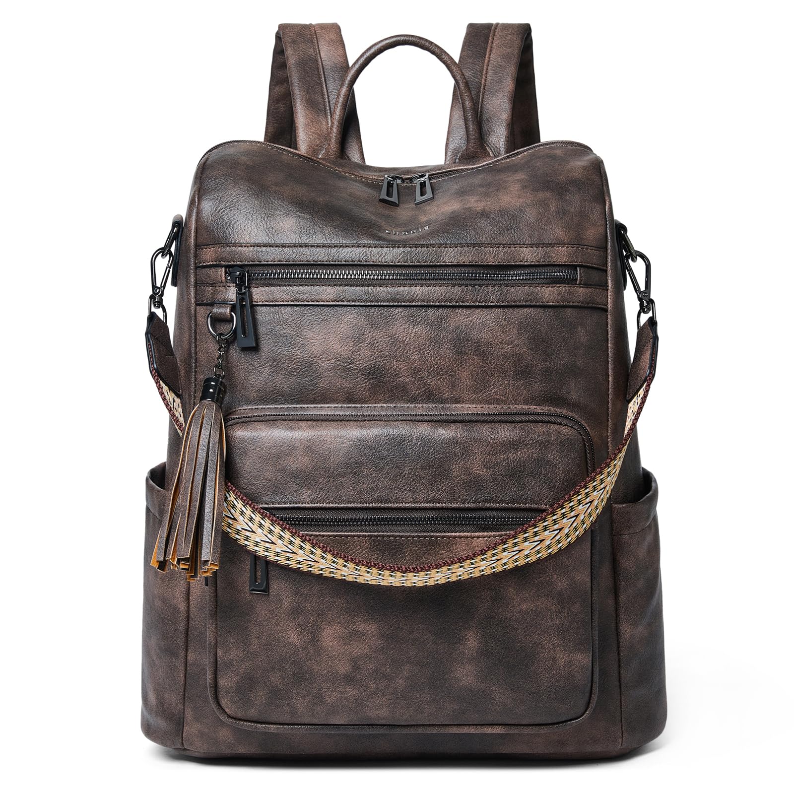 Shrrie 15.6 inch Laptop Backpack for Women,Large Leather Backpack Purse,Travel,Carry on,Water Resistant Casual Laptop Backpacks,College Backpack,Work