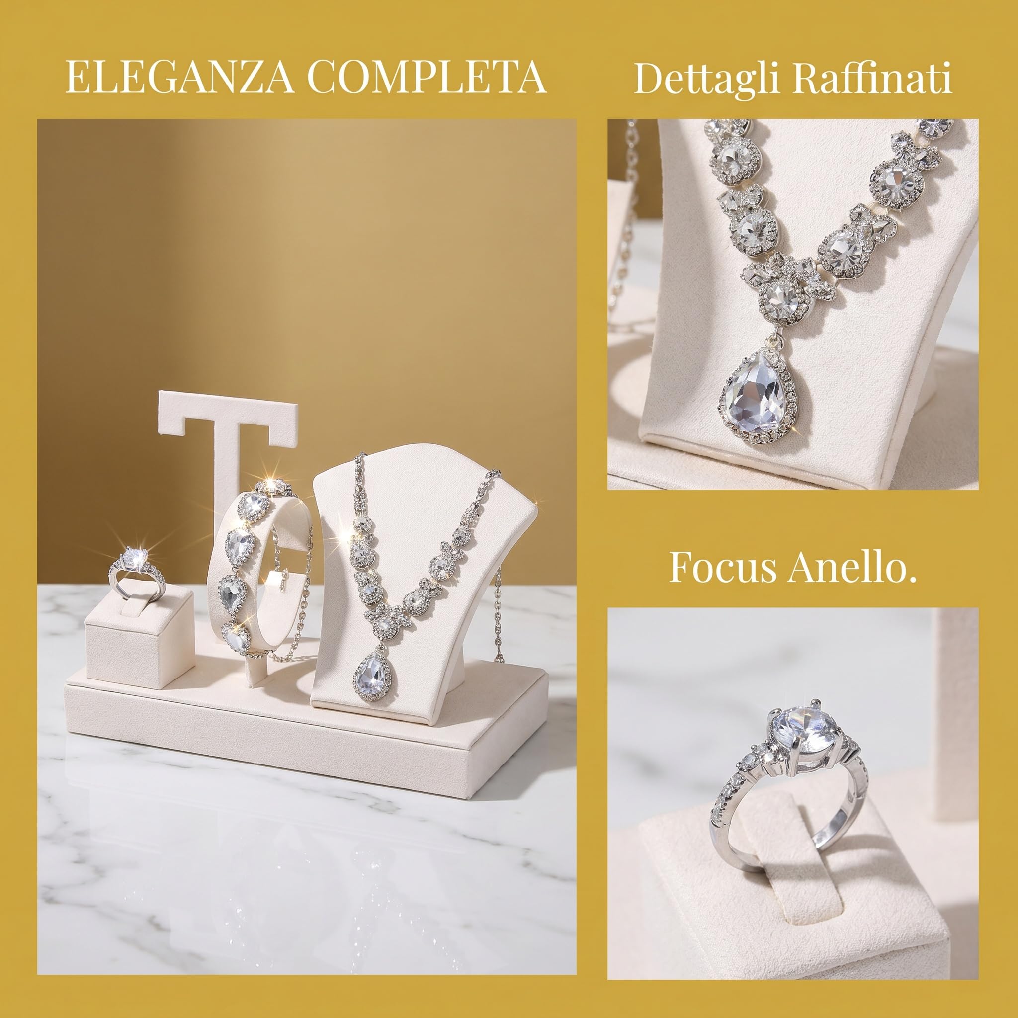 Baoblaze Set Espositore per Gioielli, Porta Collana, Porta Anelli, Gioielli per Negozio, Vetrina per Collane, Espositore Gioielli, Beige