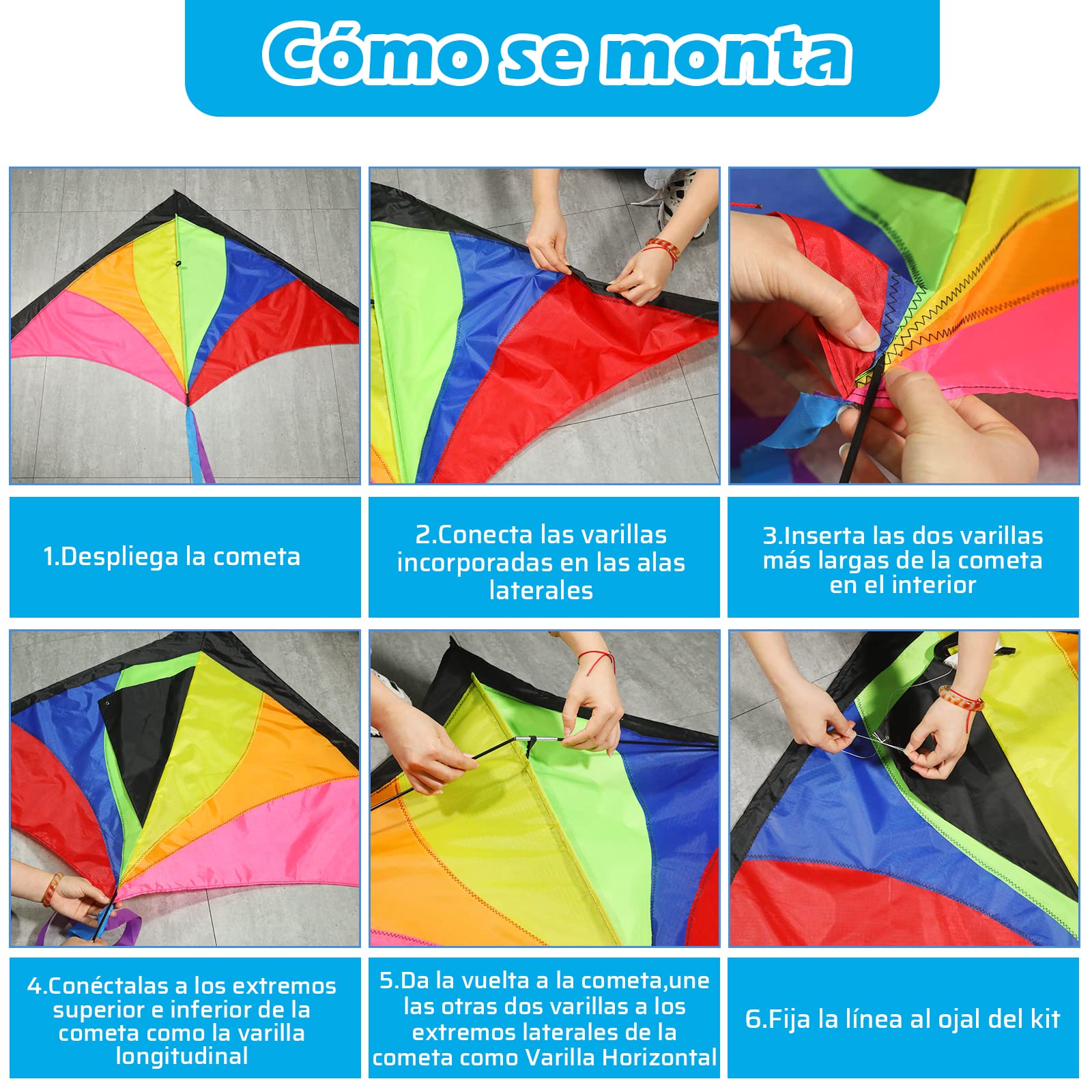 Anpro Gran Cometa para Niños y Adultos- Fácil de Volar con Viento Fuerte o una Suave Brisa Velas Niños — view 5