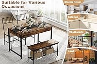 Vista 7 de IDEALHOUSE Juego de mesa de comedor para 4, mesa de cocina pequeña y 2 sillas para 4 con banco, juego de mesa rectangular de granja Breakfast Nook