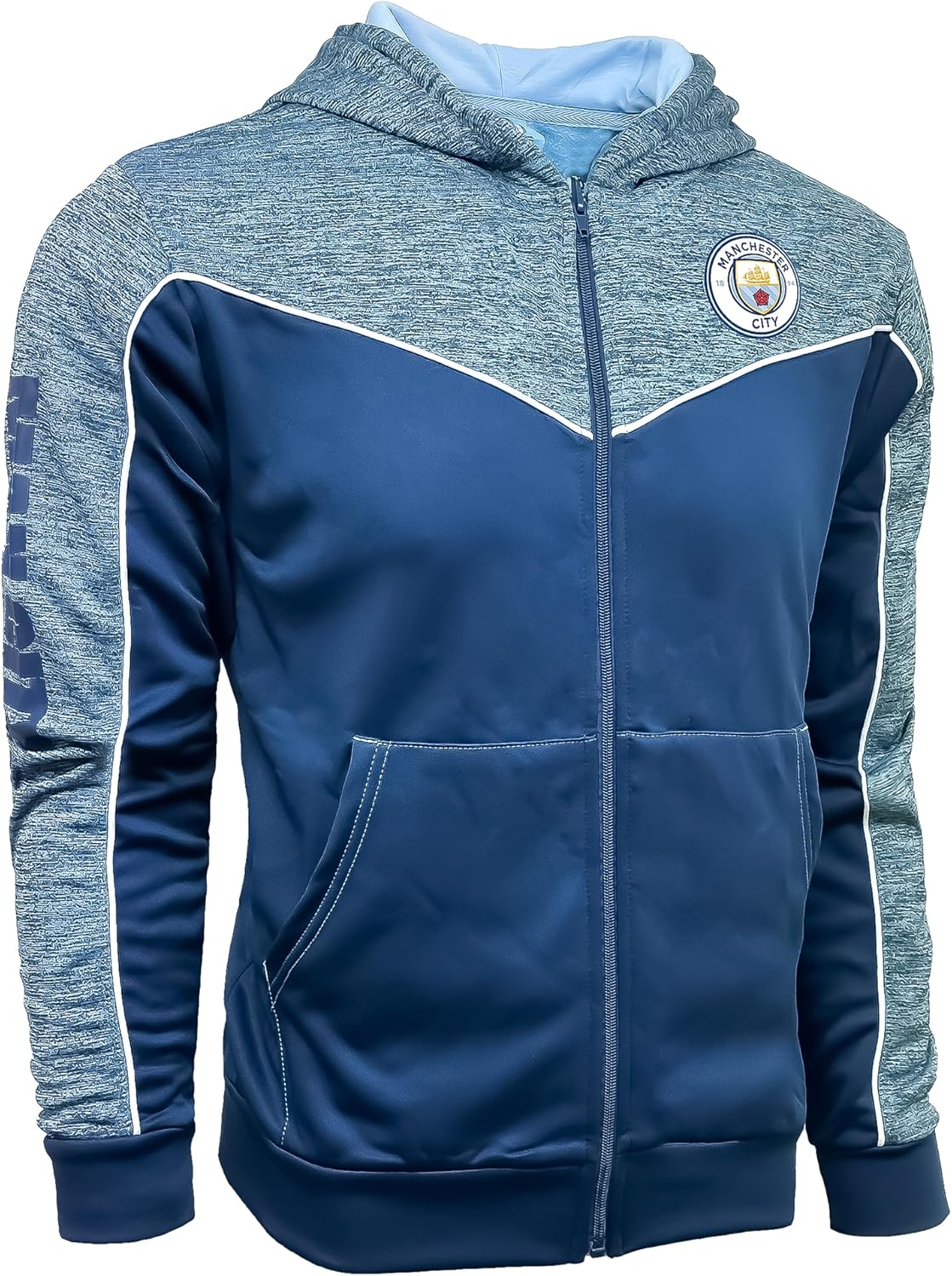 Icon Sports Officially Licensed Manchester City Hoodie, Boys Full Zip Hooded Blue Soccer Jacket - Image 2