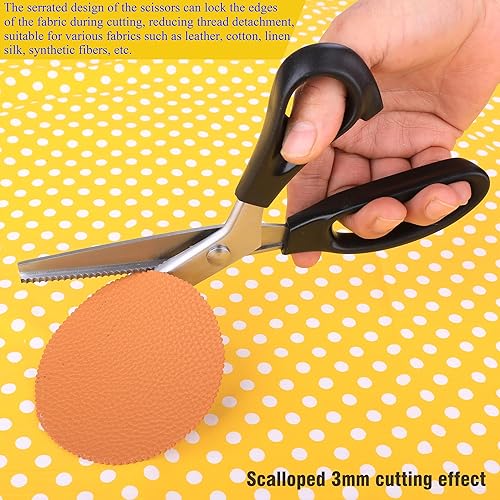 Vista 15 de Tijeras de tintar fuertes y afiladas, tijeras para tela, tijeras dentadas y festoneadas, 0.118 pulgadas, 0.118 pulgadas, 0.197 pulgadas, 0.276