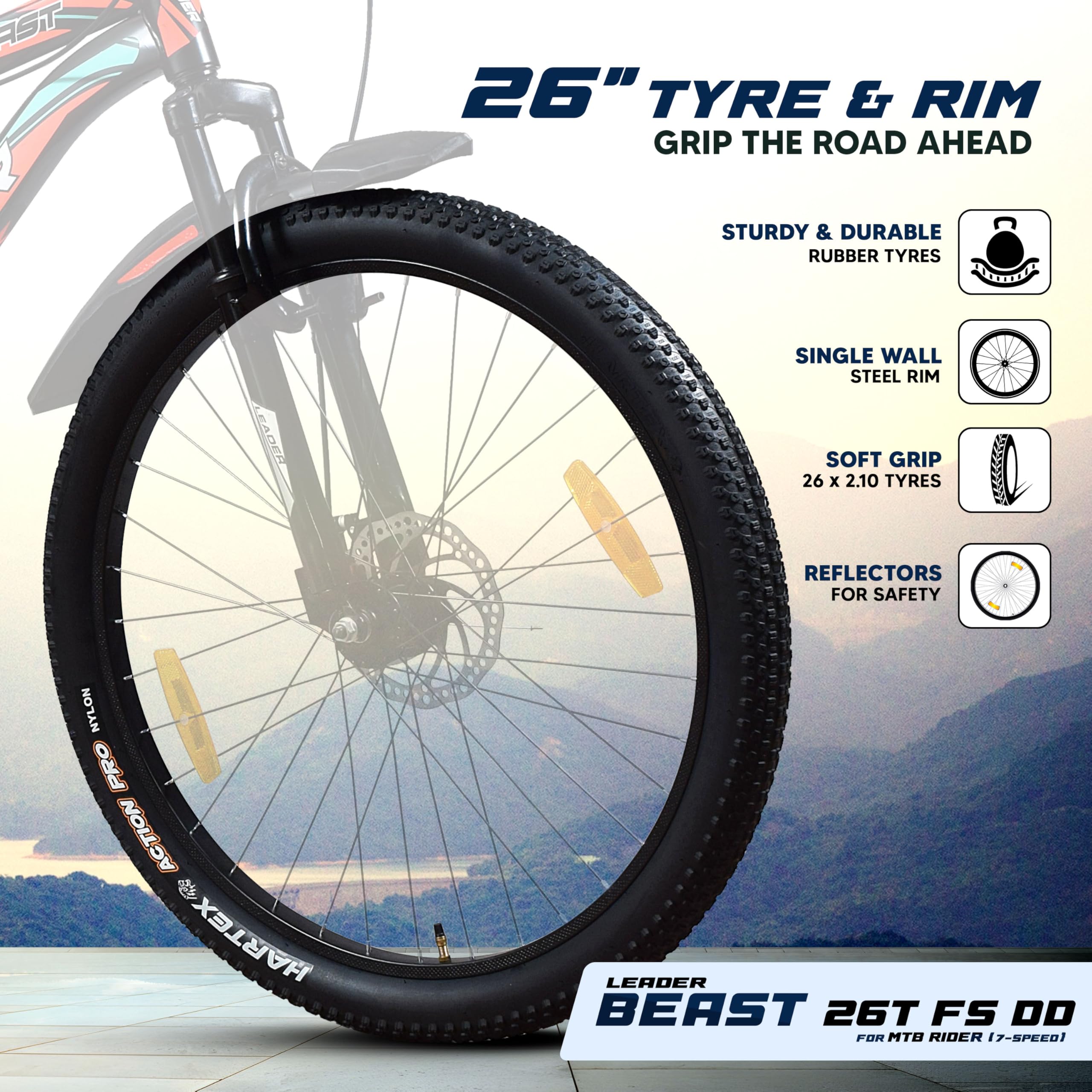 Leader Beast 26T Mountain Bike - 7 Speed, Suspension -6