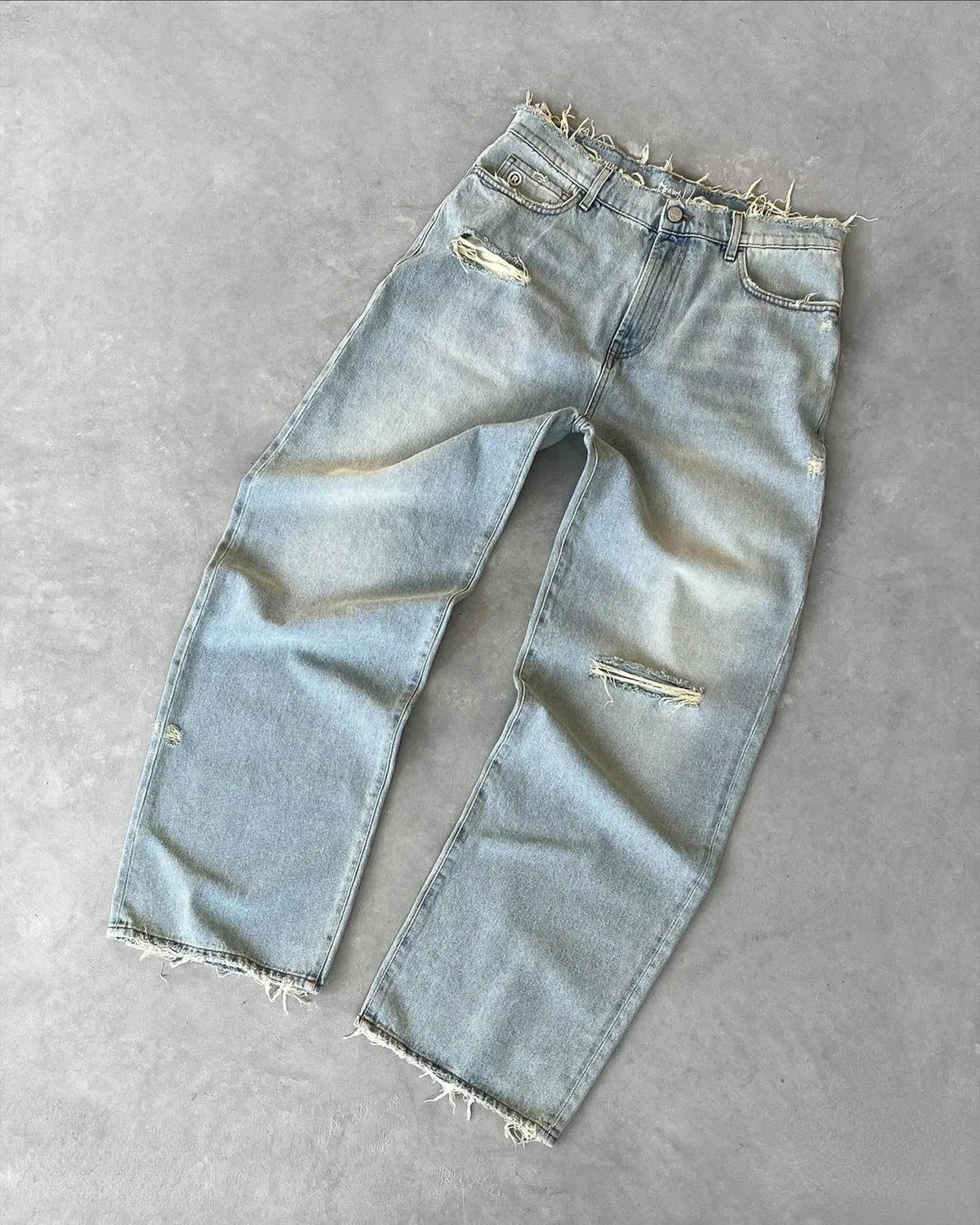 Frauen Mode Straße Bekleidung Retro Große Baggy Jeans Gothic Casual Hohe Taille Gerade Bein Jeans