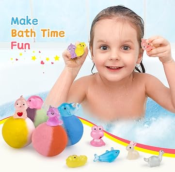 Yekery Bath Bombs for Kids with Toy Inside, 30 PCS Natrual and Organic Bubble Bath Bombs with Glow-in-The-Dark Surprise Inside, Perfect Handmade Birthday, Party, for Boys and Girls.