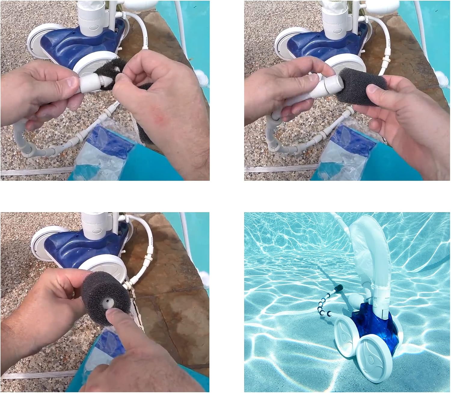 Pool Hose Tail scrubbers,12 Pack Tail Sweeps Scrubber Replacement High Density Sweep Hose Scrubber Pool Pre-Filter Intake Sponge as Polaris Pool Cleaner Parts Fits for Polaris Vac-Sweep Pool Cleaner
