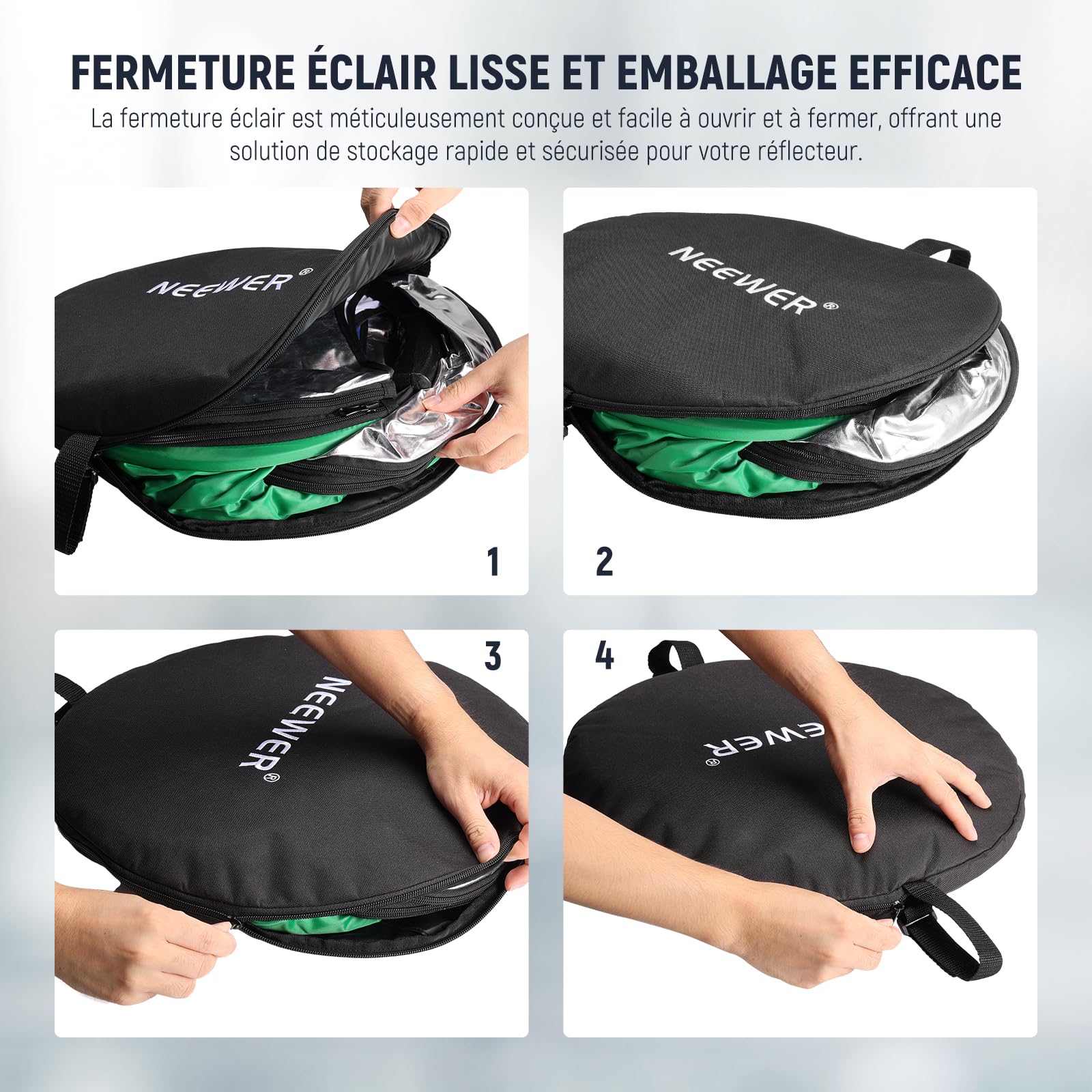 Neewer Sac de Transport 43cm/17'' pour Réflecteur de Lumière Pliable, Sac de Stockage Deux Poignées pour Diffuseur, Compatible Réflecteurs 110cm/43", Sac Nylon Résistant pour Photo en Extérieur, NB-06