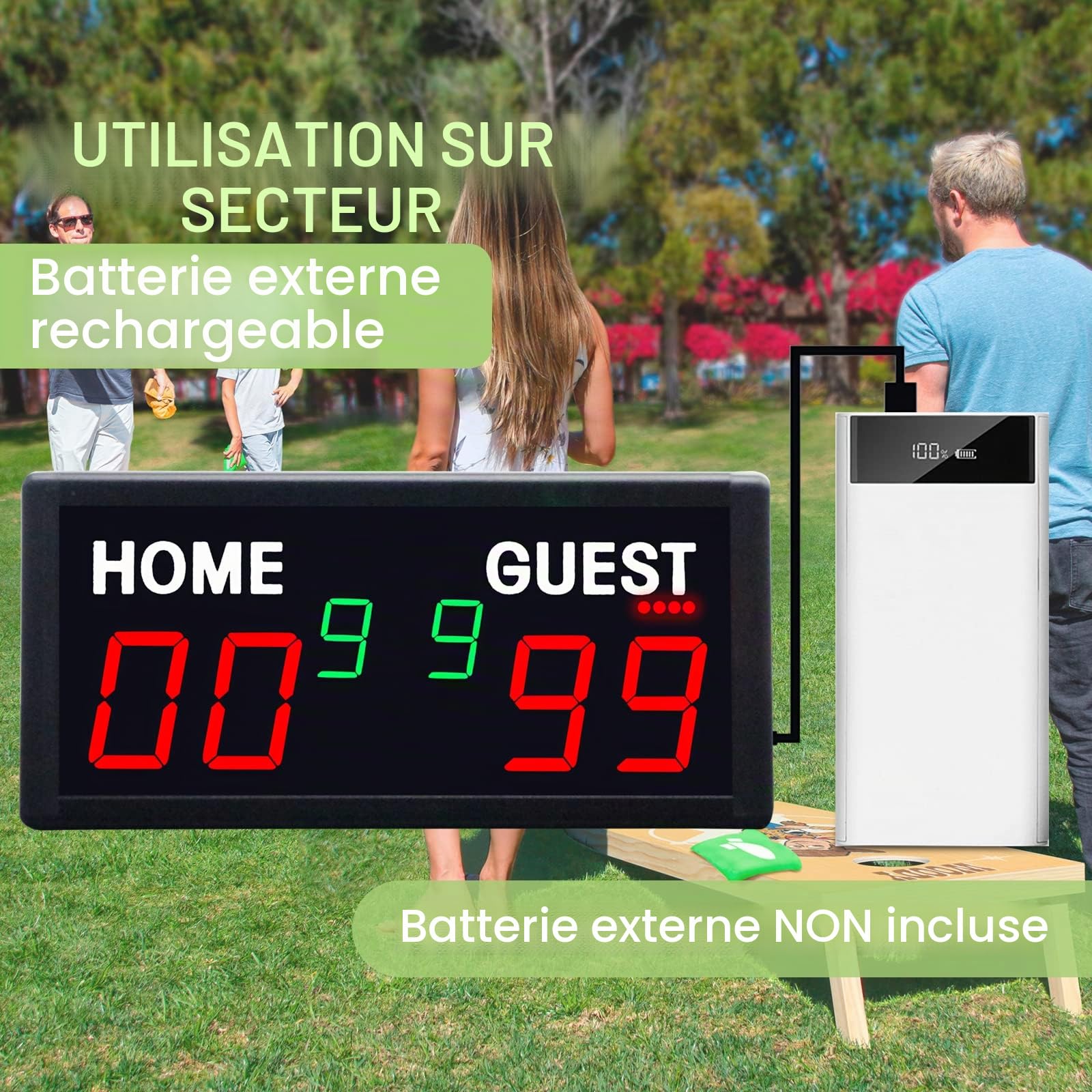 YZ Tableau de score électronique Bluetooth à 6 chiffres, tableau de bord numérique avec télécommande, tableau de score de cornhole pour jeu d'intérieur et d'extérieur, Shuffleboard/billard/volleyball