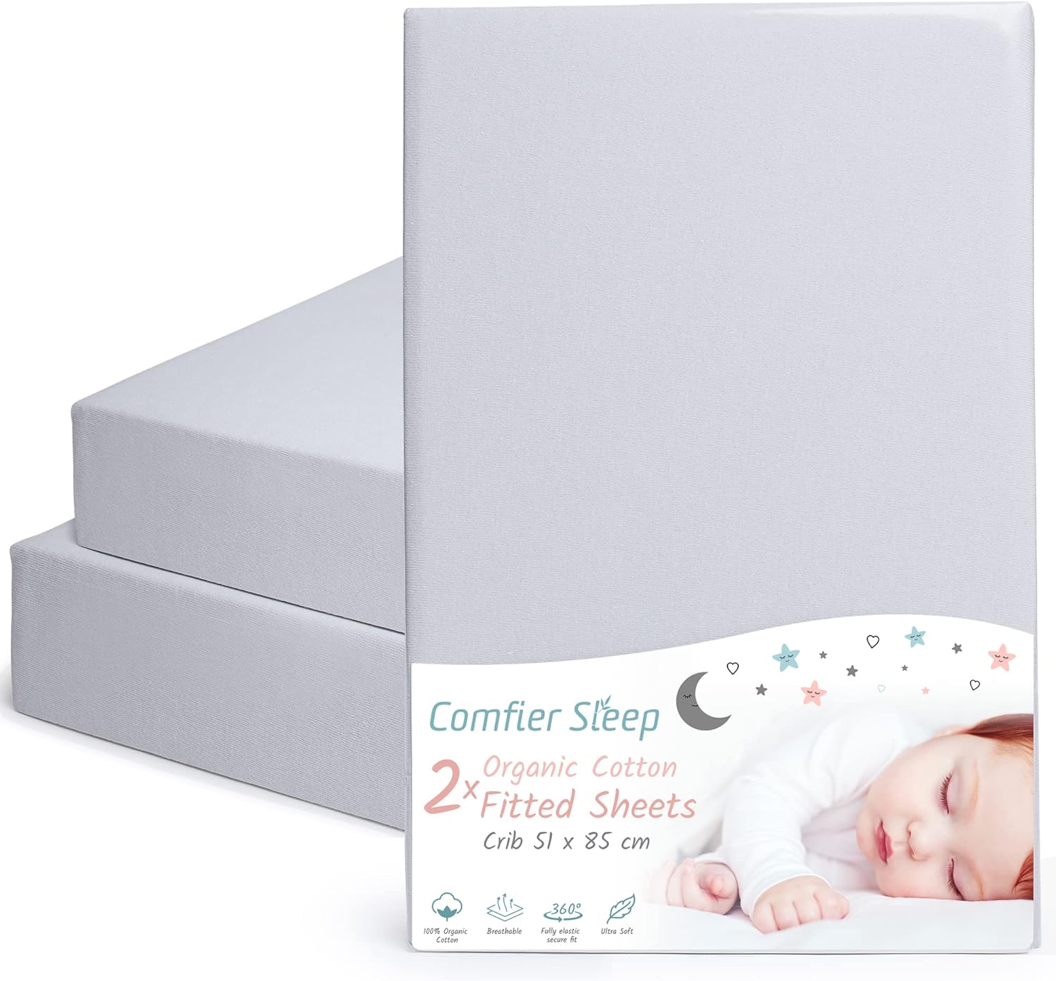 Chicco nexttome Crib Sheets 51x85cm Fully Fitted and 100 Organic