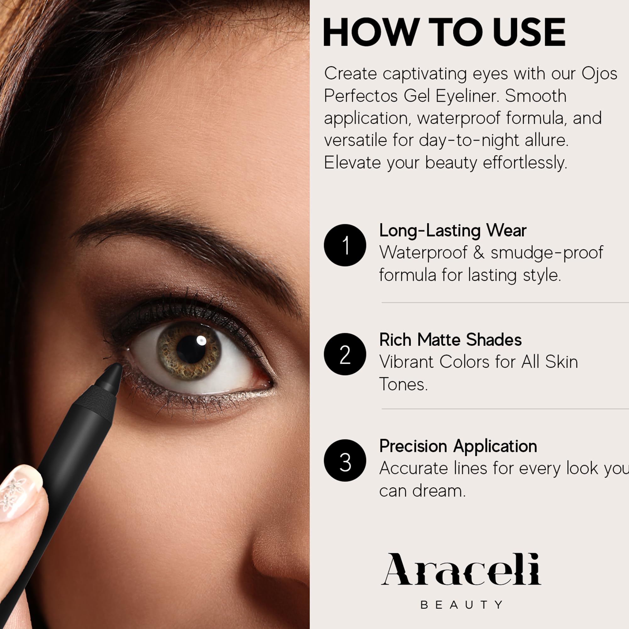 Araceli Beauty Ojos Perfectos - Matita eyeliner in gel, vinaccia