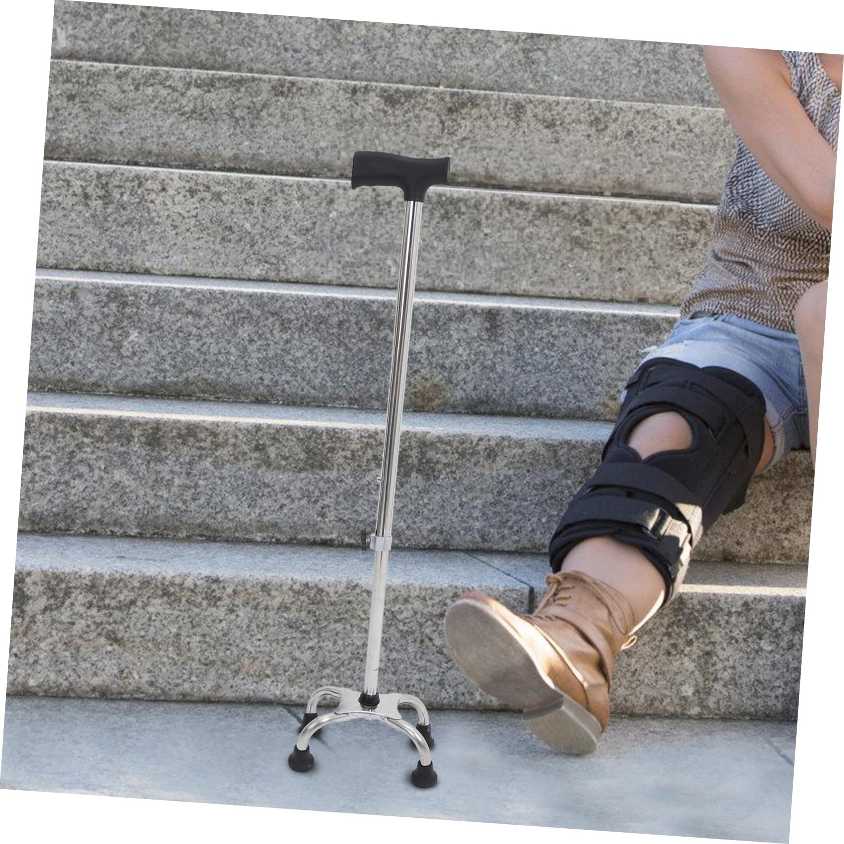 FRCOLOR Bastón Ergonómico Ajustable de Acero Inoxidable con Base Antideslizante para Mayores Soporte Estable para Caminar para Hombres y Mujeres con Movilidad Reducida