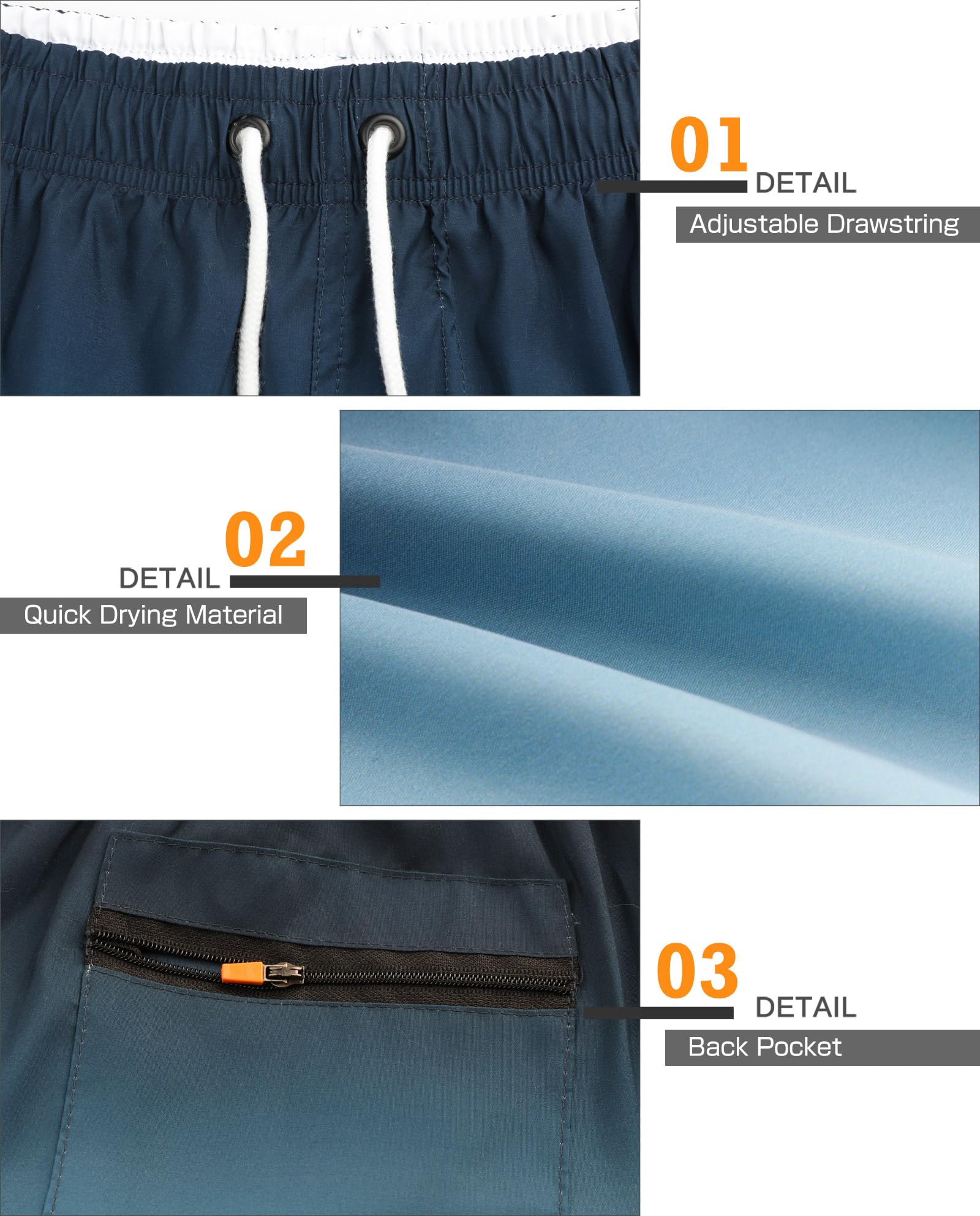 Danfiki Pantaloncini Costume da Bagno Uomo Asciugatura Veloce Calzoncini da Beach Costume da Bagno Fodera Rete con Taschino e Coulisse Trunks