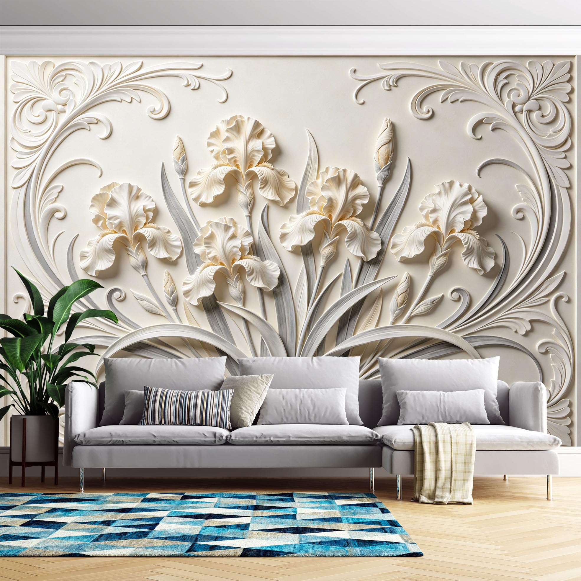 Papier peint autocollant effet 3D motif iris intissé 260x420