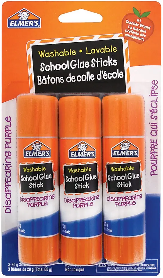 Elmer's Disappearing Purple School Glue Stick, 20G, 0.7-Ounce Each, 3-Pack (61666Q)