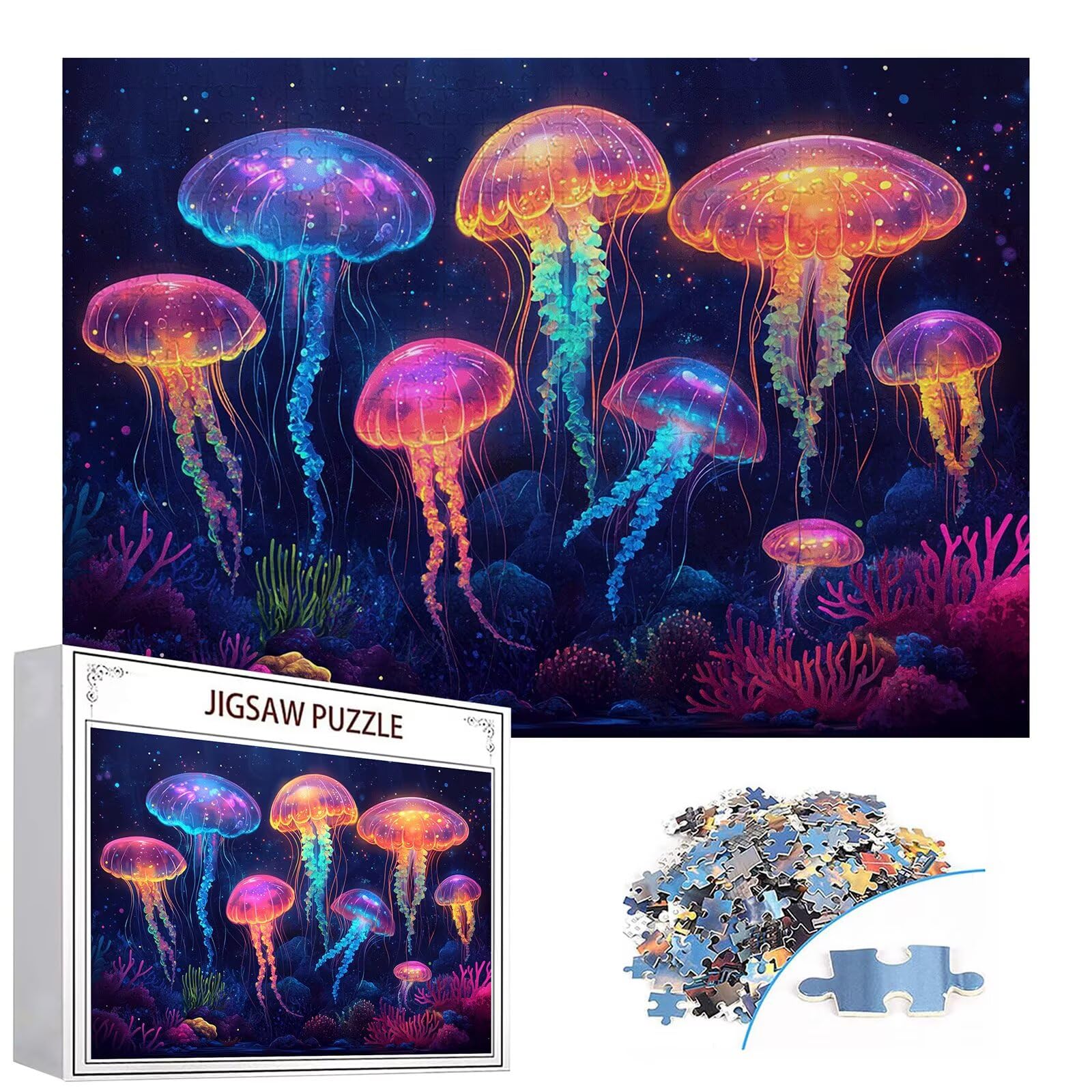 Puzzle 3000 elementów meduza puzzle dla dorosłych koralowe 122 x 81 cm Unikalne rzemiosło klasyczne 3D drewniane układanka do rodzinnych gier aktywnych, układanka do samodzielnego wykonania nawet do
