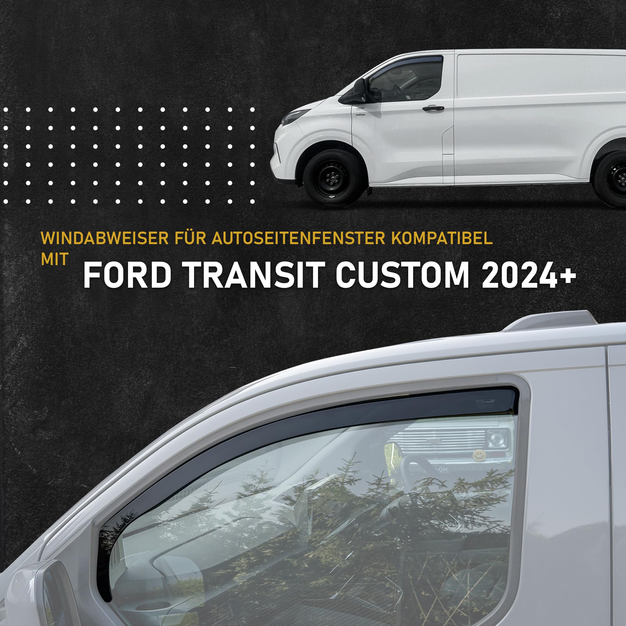 HEKO Seitenscheiben-Windabweiser für Ford Transit Custom 2023+ Vorne 2 STK. Getönt