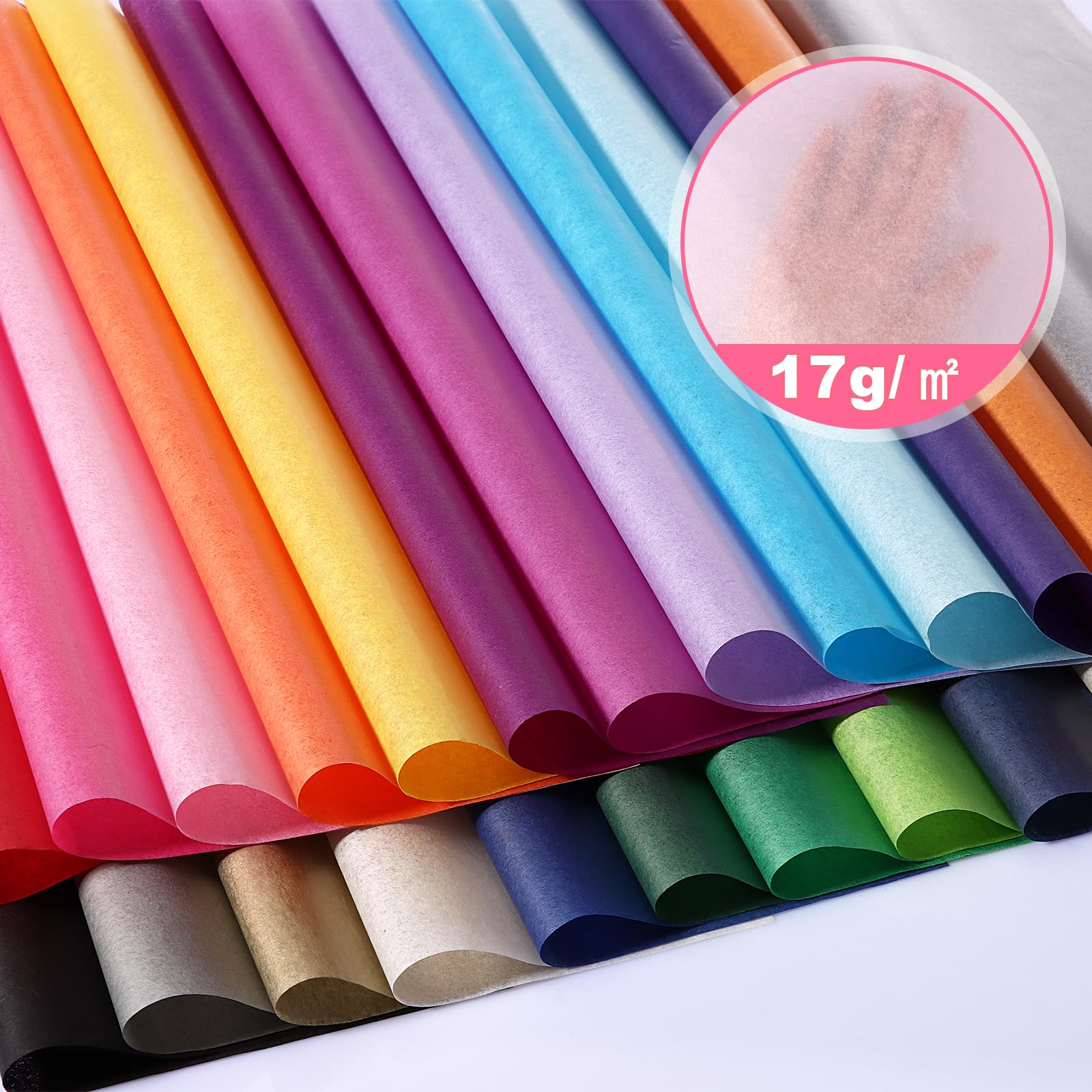 360 Feuilles de Soie 36 Couleurs A4 17 g/m² pour Emballage, Bricolage, Noël, Anniversaire, Mariage et Décoration