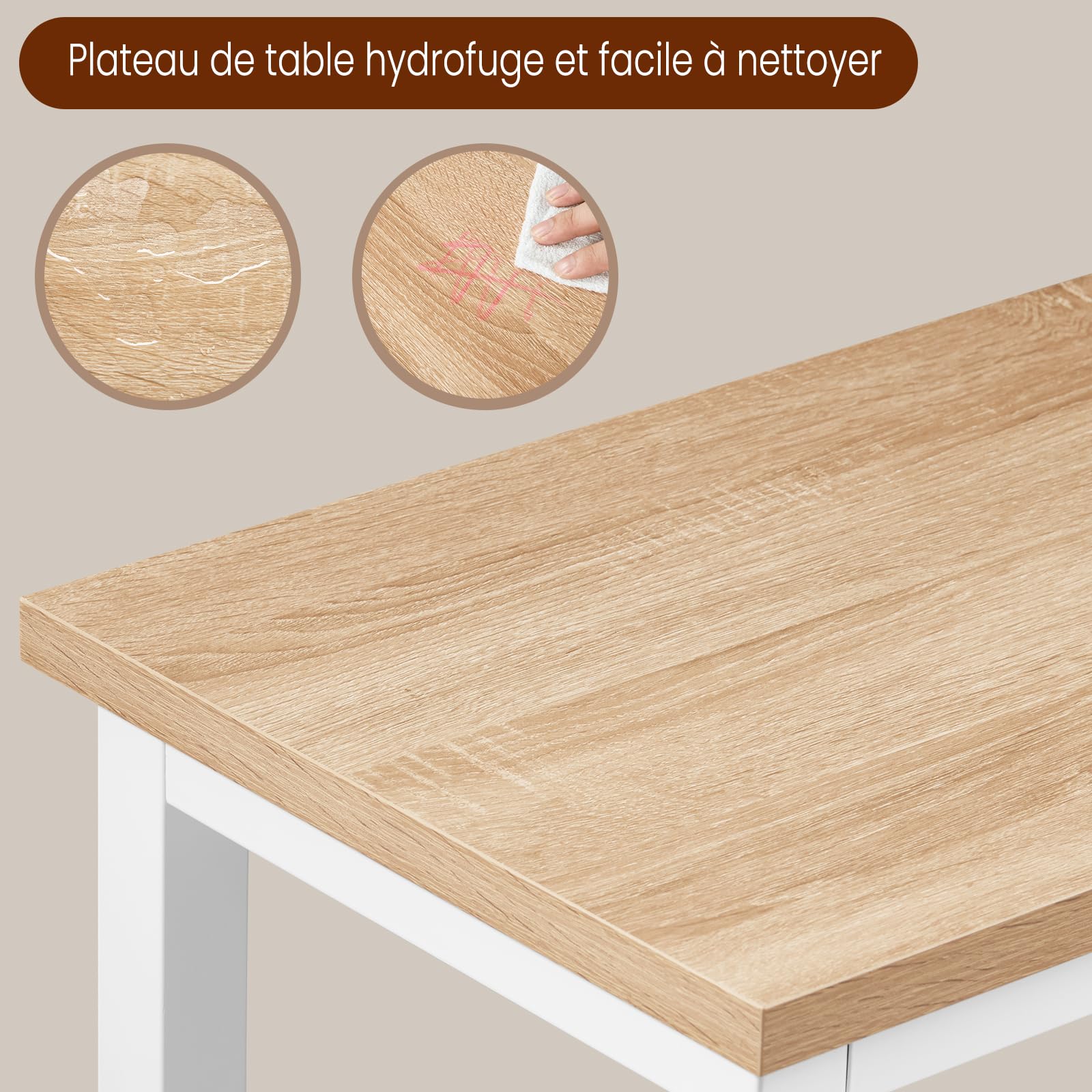WOLTU Table de Bar Étroite et Haute 100x40x100cm, Table à Manger avec Structure en Métal, Robuste, Chêne Clair
