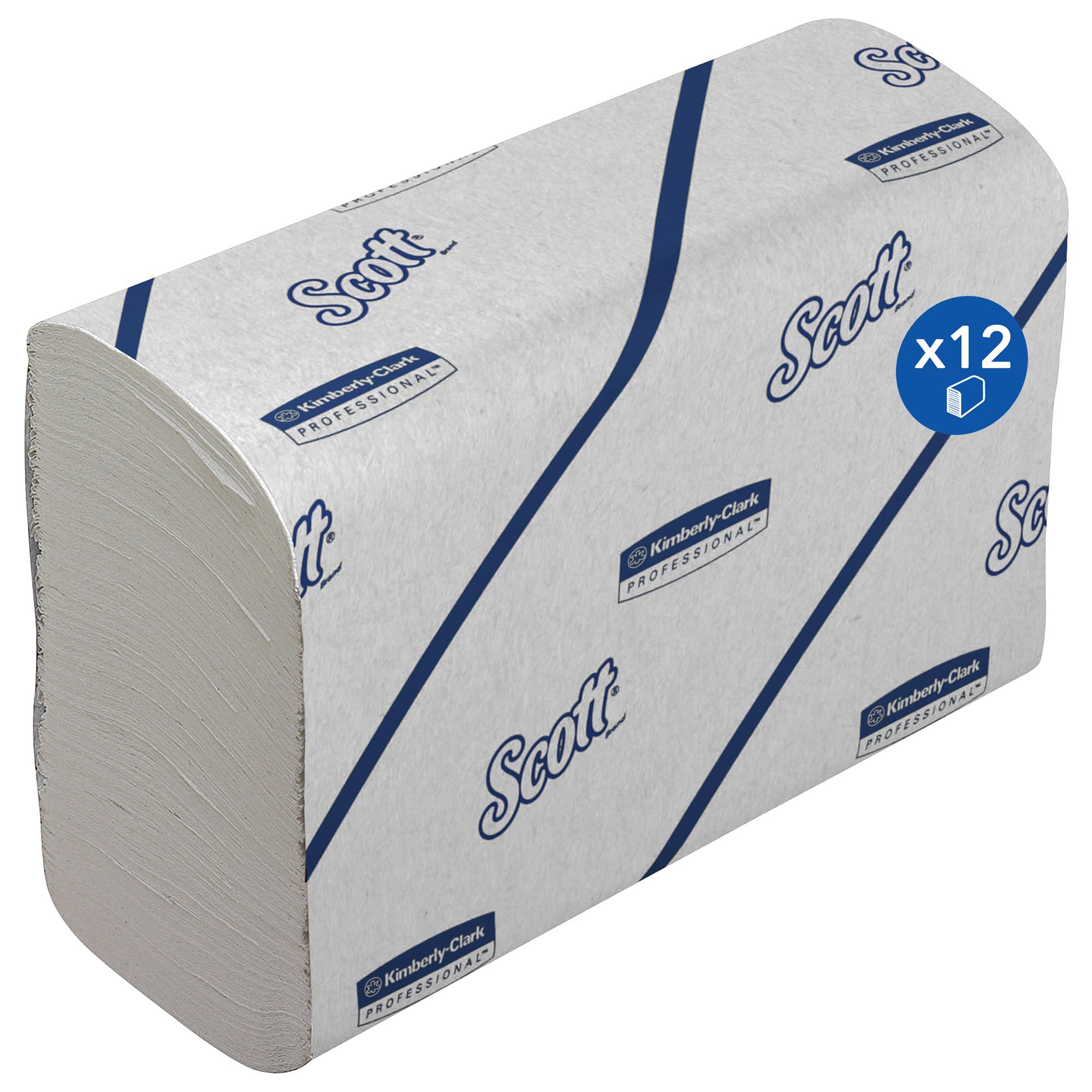 Scott Essential Essuie-mains Pliés en V, Papier Blanc, Doux, Résistants, Haute Absorption, Écoresponsables, 12 Clips x 220 Feuilles (2.640 Feuilles au Total), article 6636