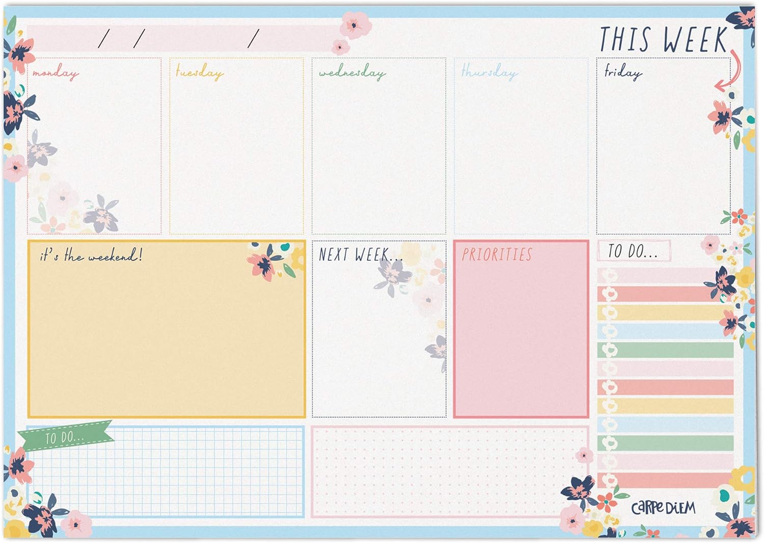 Pukka Pad, Carpe Diem, Weekly Planner Pad, Disty Floral Office Products