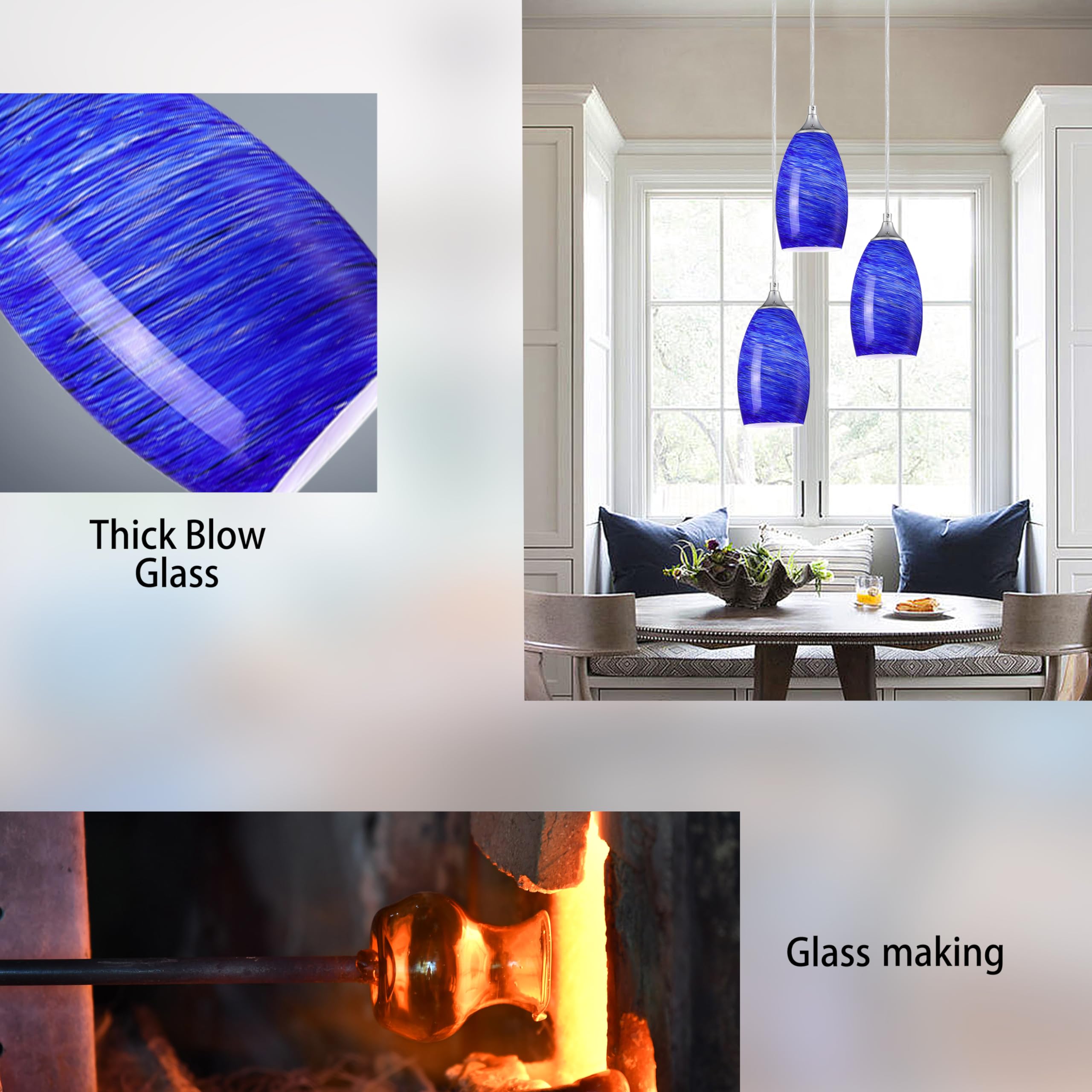 Blown Glass Pendant Cobalt Blue Pendant Lights Kitchen Pendant Lights  Kitchen Island Oval Glass Pendant Lamp, image size:2560x2560
