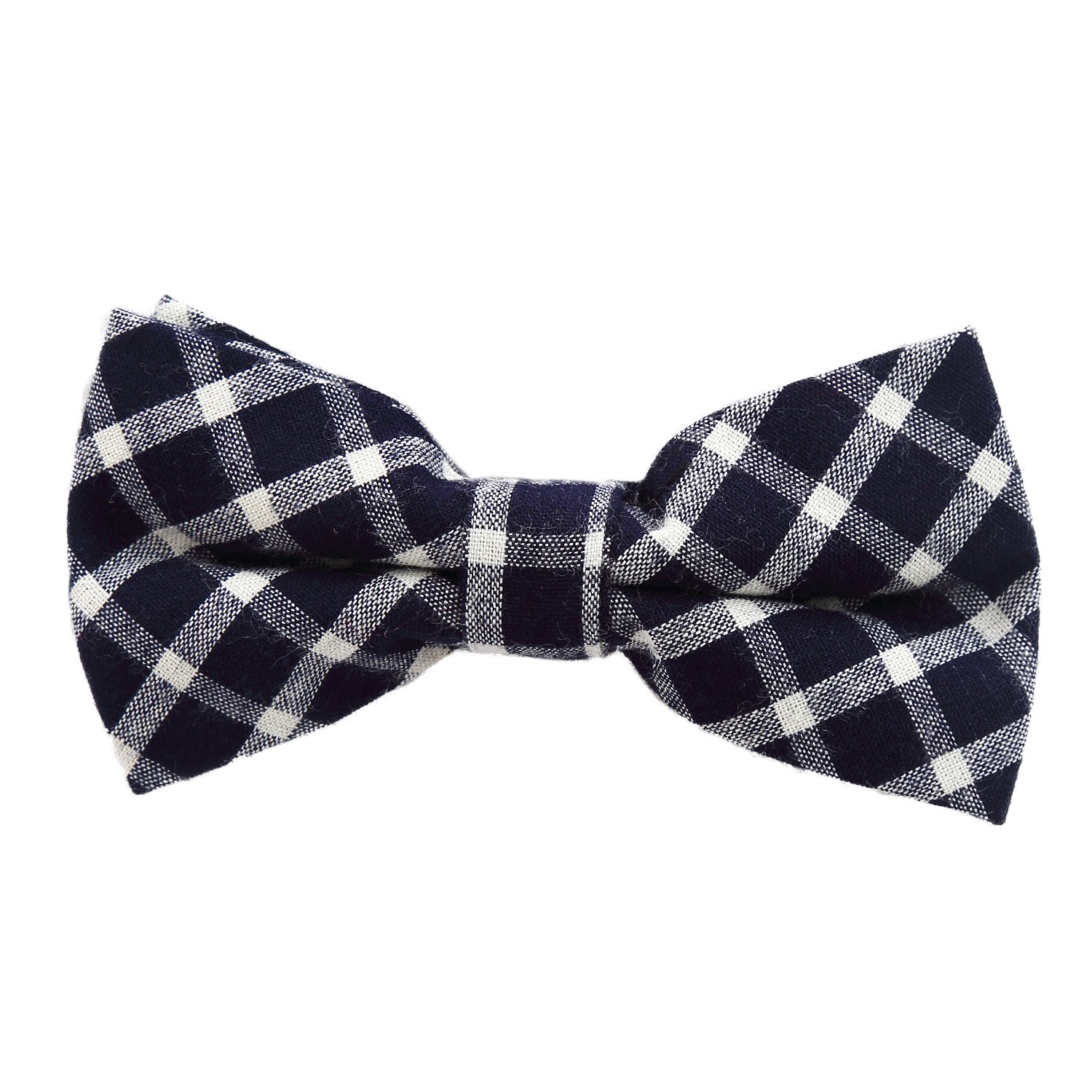 DonDon Men’s checkered cotton bow tie 4.72 x 2.36-12 x 6 cm already tied and completely adjustable - Dark blue and white checkered