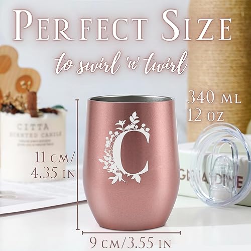 Miniatura 2 de Onebttl Vasos personalizados con tapas para mujer, taza de café con monograma con iniciales, regalos para ella, niñas, damas de honor, amigas,