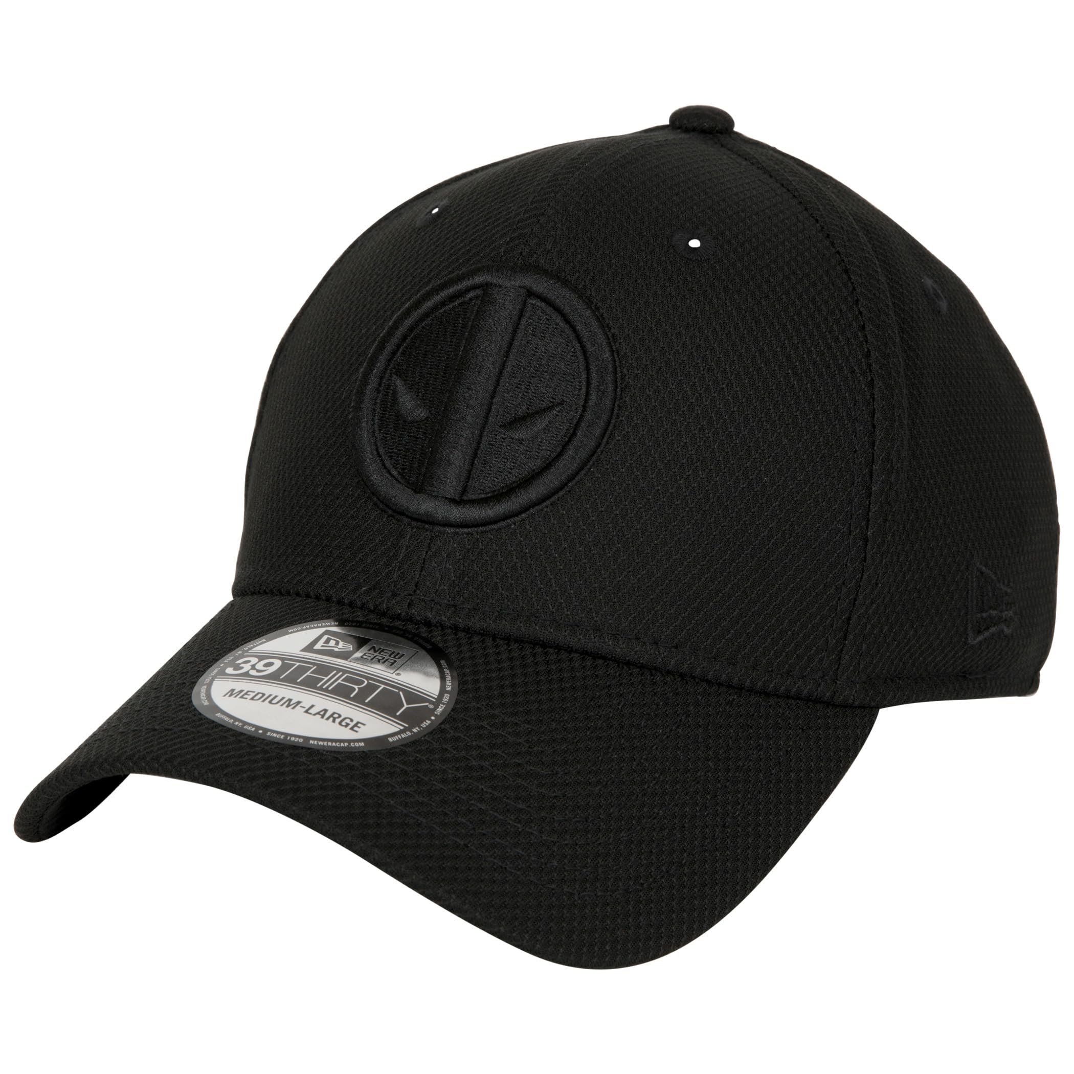 New Era Deadpool Logo Black on Black Colorway 39Thirty Fitted Hat