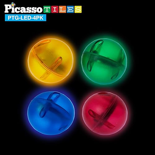 Miniatura 7 de PicassoTiles 50 piezas de pista de carreras de canicas + 4 bolas translúcidas con luces LED que brillan en la oscuridad juego educativo STEAM para