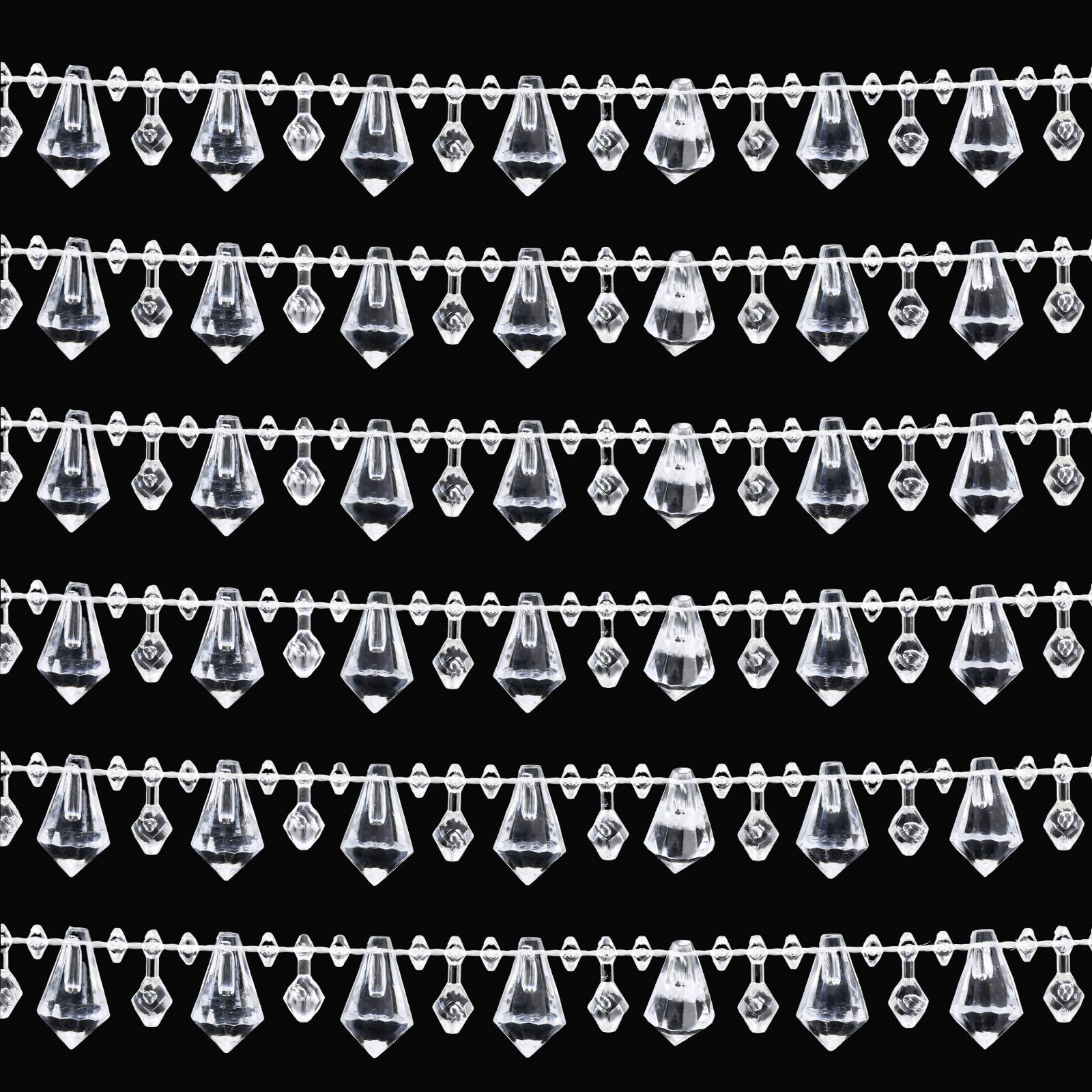 Geetery 3 Rollen Weihnachtsgirlande, Acryl, DIY-Girlande, Diamant-Kristallschnur, schimmernde Perlen-Girlande, Weihnachtsbaum, Kristall-Girlande, Stränge für Weihnachten, Hochzeit, Party, Dekoration,