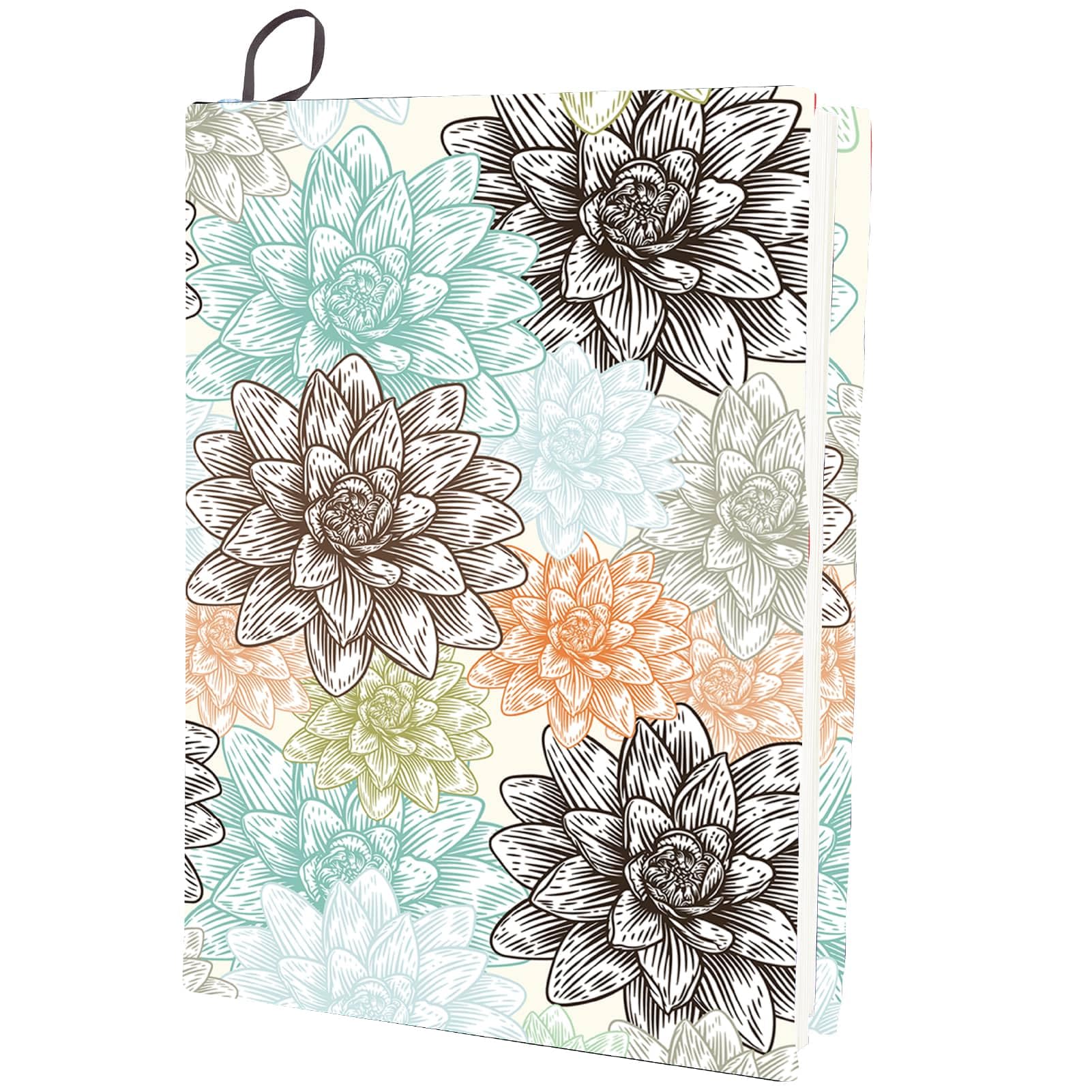 CRASPIRE Funda para Libro Elástica con Diseño de Flores Loto Floral Lavable Reutilizable Protector de Libros de Nailon Grande Envolturas Elásticas para Cuadernos de 9.4x15.7 Pulgada Adecuadas para