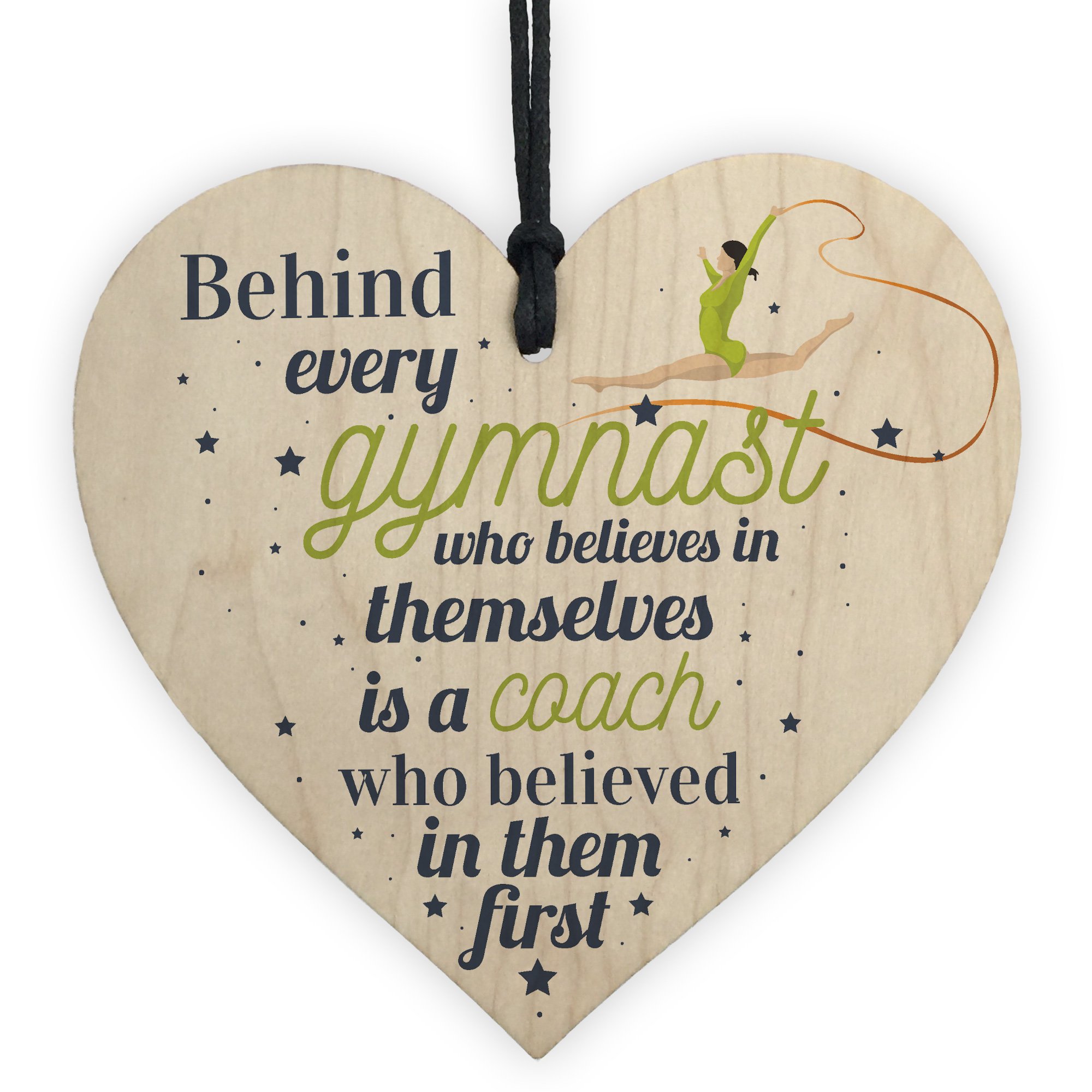 Red Ocean Gymnast Dance Teacher Coach Wooden Heart Sign Plaque Thank You Inspirational Motivational Gift
