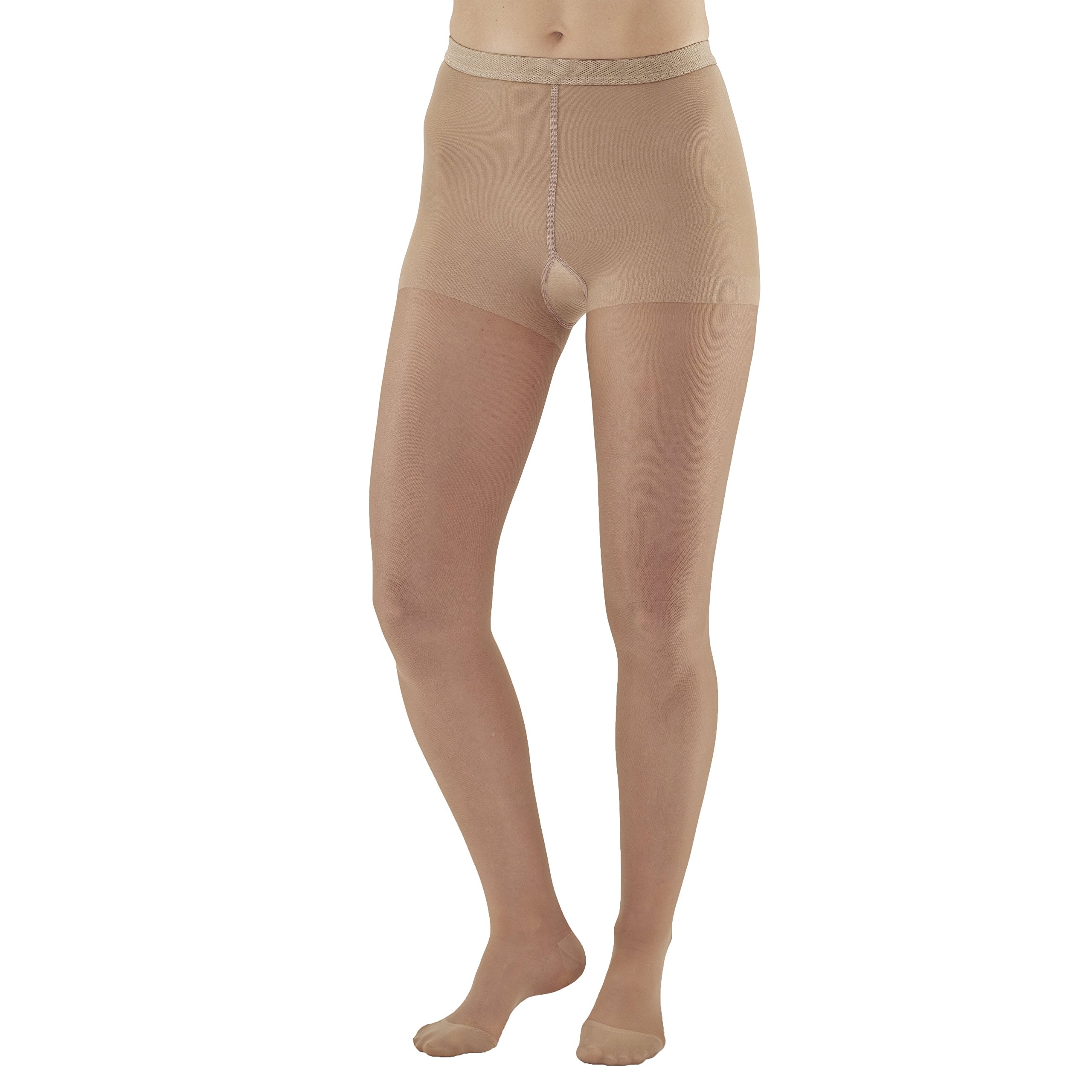 Ames WalkerAW Style 15 Sheer Support 15-20 mmHg Moderate Compression Closed Toe Pantyhose Beige Small