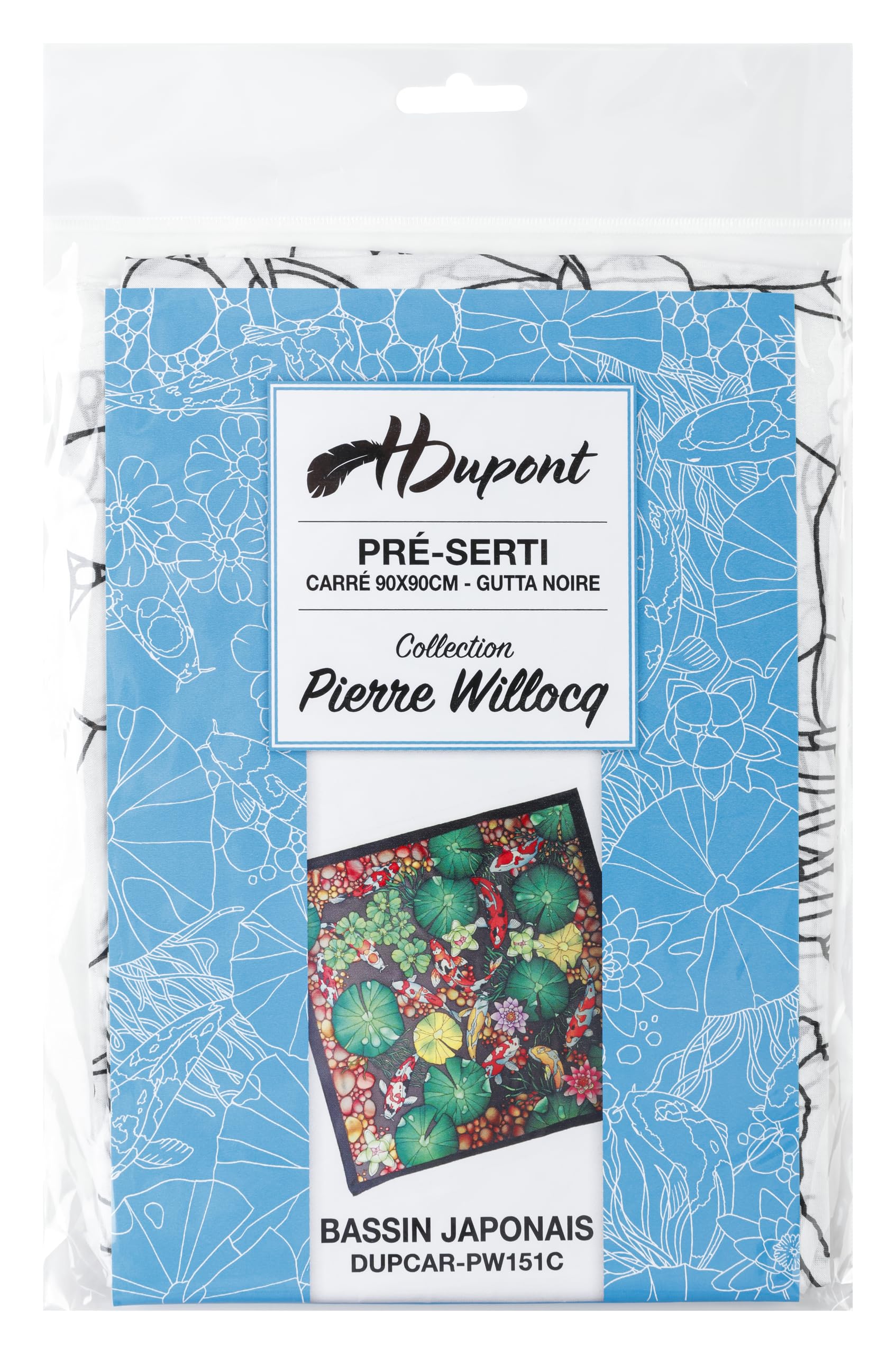 DUPCARPW151C - Carré 100% soie - Tissu à peindre - 90x90cm - Bassin Japonais - Peinture sur soie - Activité créative