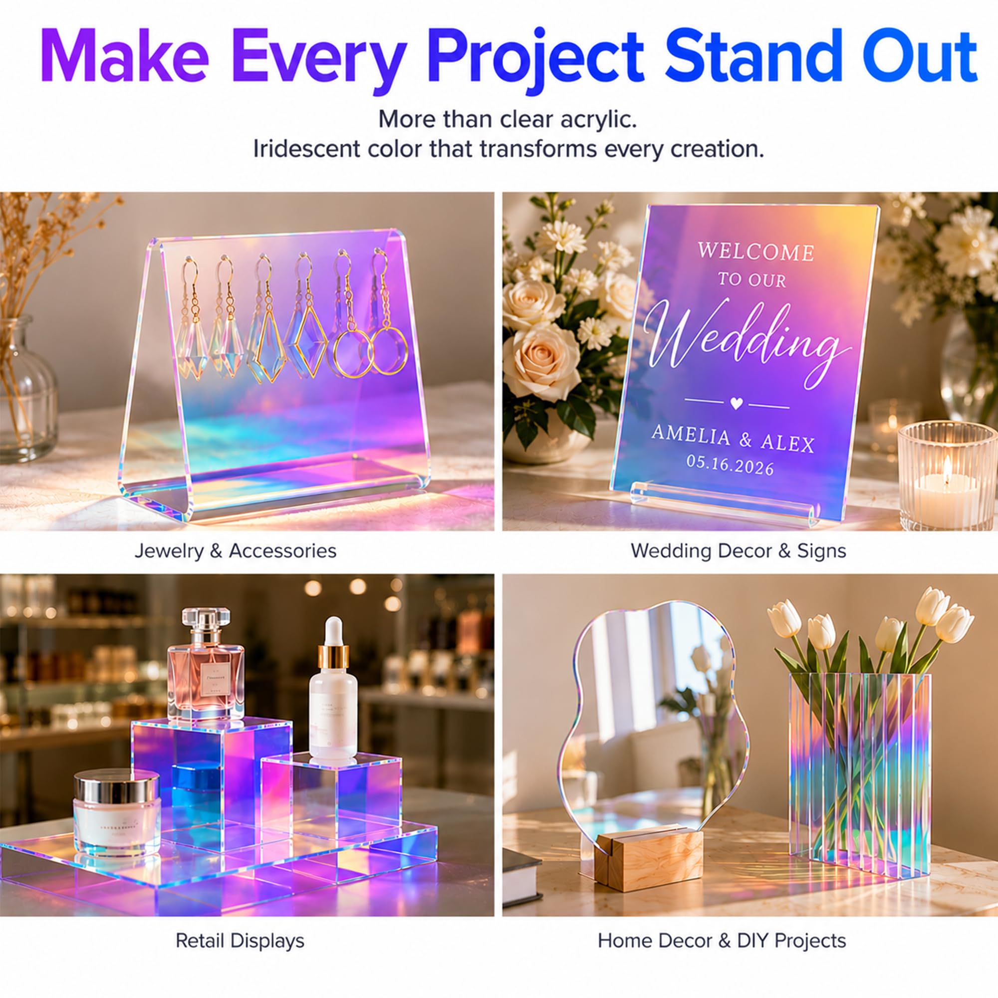 Iridescent Acrylic Sheets - Laser Cutting Pack -6