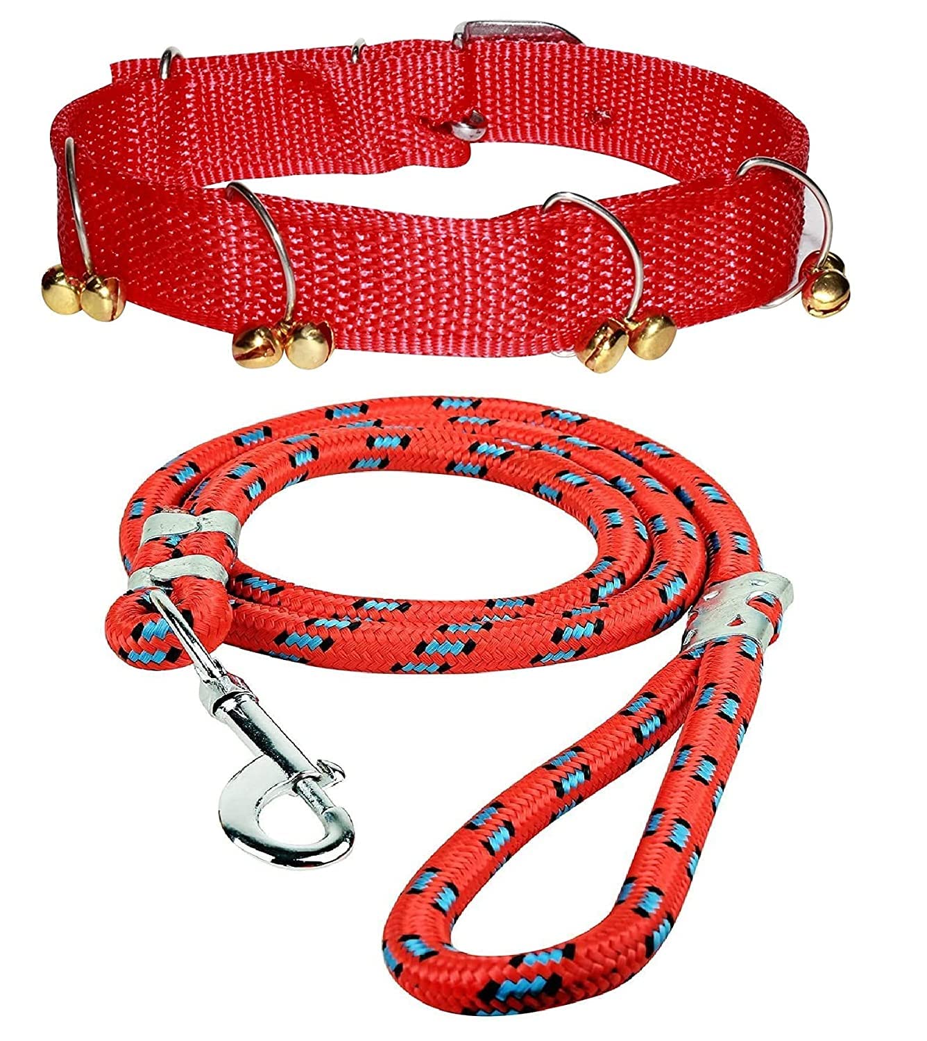 THE DDS STORE Dog Neck Collar Belts and Leash Set Leash with Collar Set for Dogs Leash and Collar Set Suitable for Puppies Small Medium Size Dog, Ghungroo Collar & Rope Leash Set (Medium, RED Combo) (B09332VN13) Amazon Price History, Amazon Price Tracker