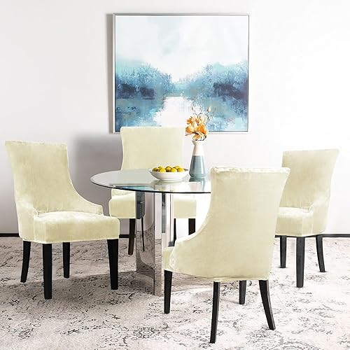 Miniatura 8 de Lellen - Funda protectora de terciopelo elástica para silla de orejas , funda protectora reutilizable para comedor, banquete, decoración del hogar,