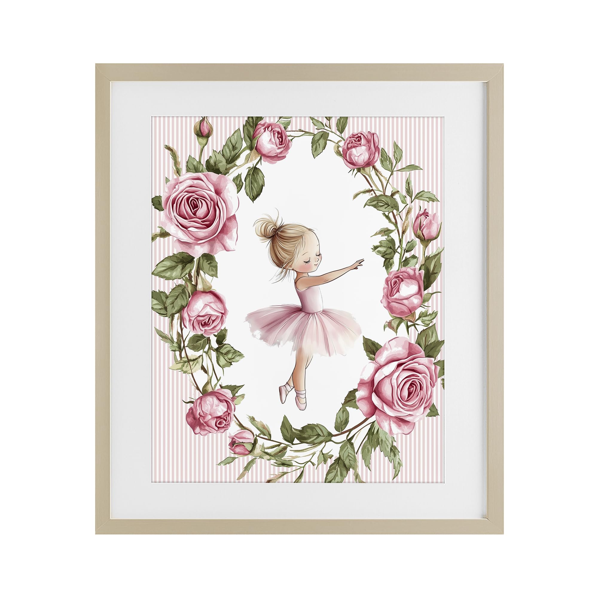 Stupell Industries Harvest Pine (Textured) 'Little Rose Dance Ballerina'| Framed Print Under Glass