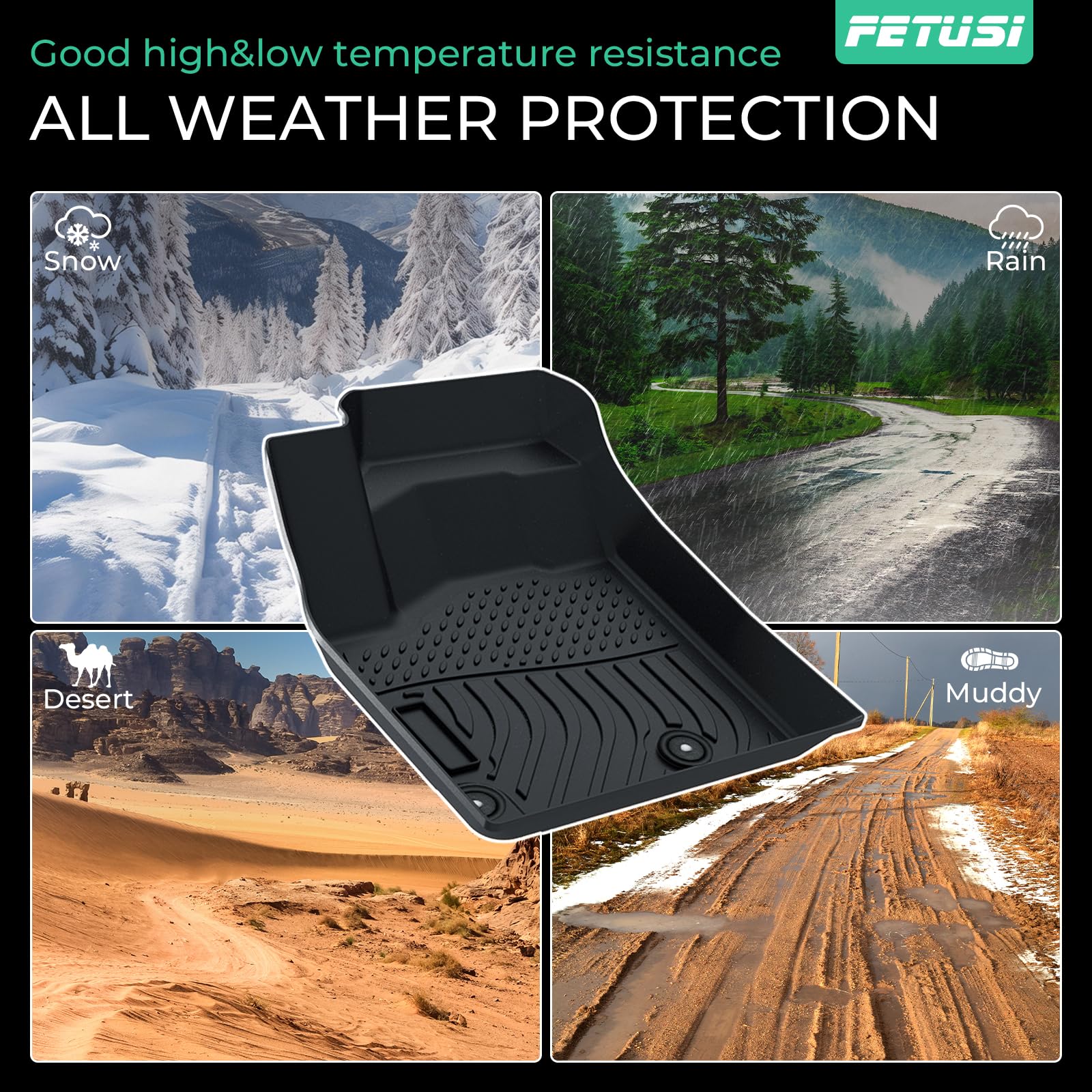 LASFIT All-Weather TPE Floor Mats For Nissan Rogue 2014-2020 – Custom Fit, Black, 3-Piece Set