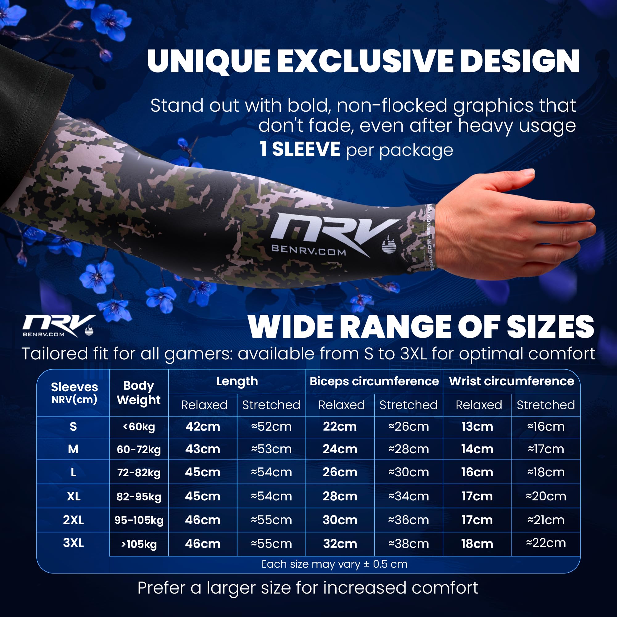 NRV Manchette de Compression Gaming - Edition Army - Optimisez Votre Jeu avec Confort et Style - Conçu par des Joueurs Professionnels - Durable, Respirant et Sans Friction
