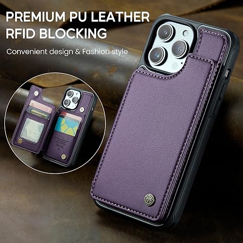 Miniatura 16 de Kowauri Funda para iPhone 15 Pro Max con soporte para tarjetas, funda de piel sintética tipo cartera para mujeres y hombres con ranura para tarjeta