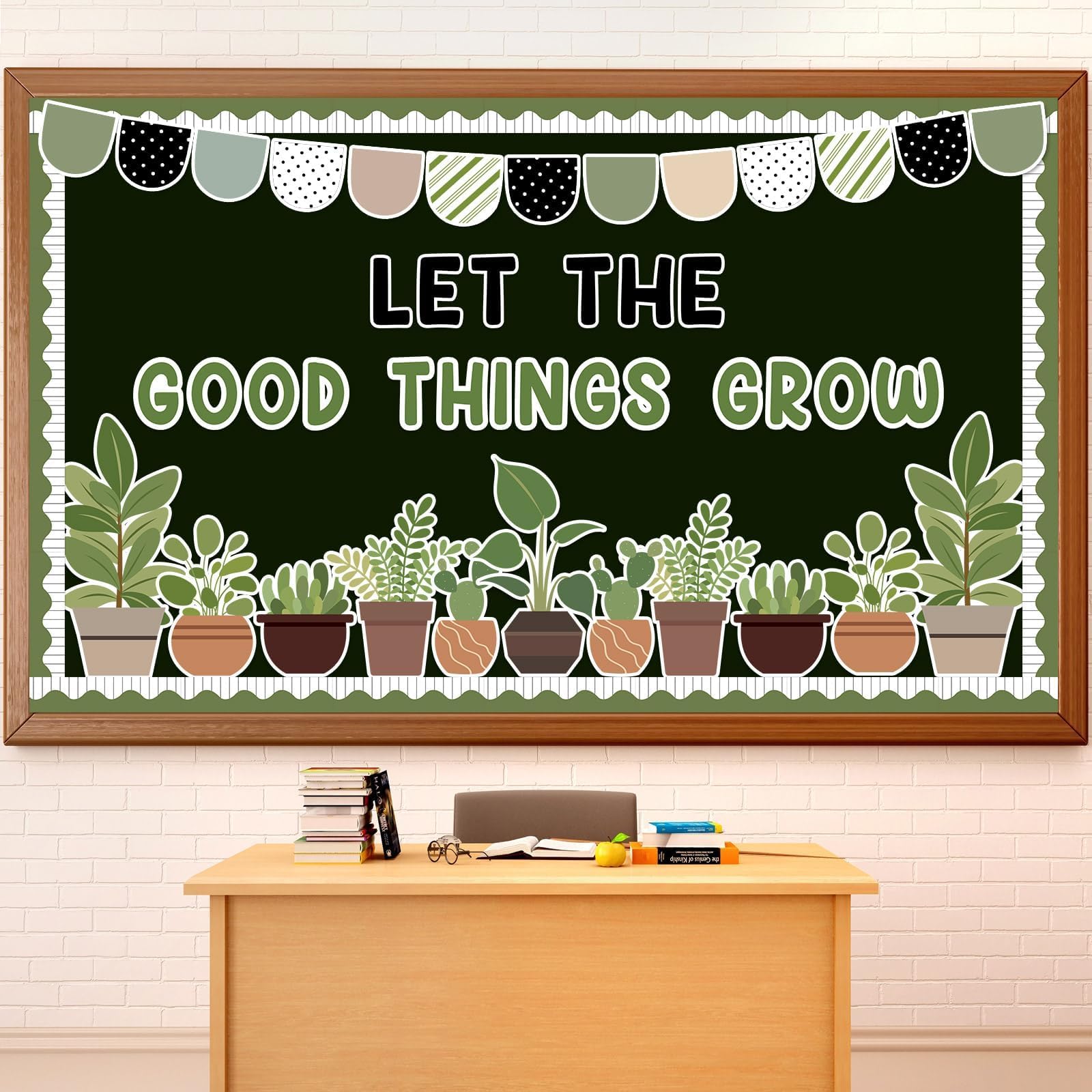 ZOIIWA Potted Plant Bulletin Board Decoration Greenery Bulletin Board Set Spring Bulletin Board Motivational Plant Cutouts for Classroom Decorations Let The Good Things Grow School Decor for Home