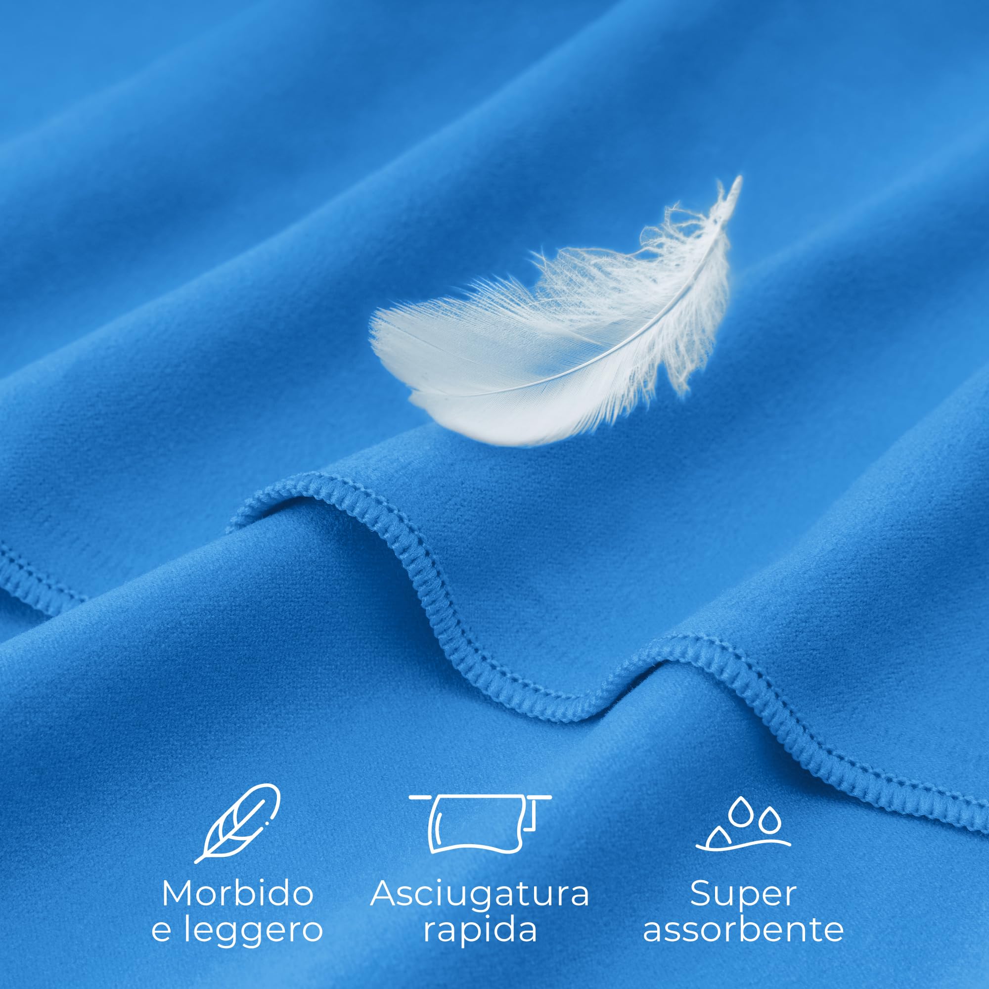 Zenacross Asciugamano Palestra con Borsa per il Trasporto - Asciugamano Microfibra a Rapida Asciugatura e Versatile - Telo Palestra Taglie XL - 180 x 90 cm - Blu